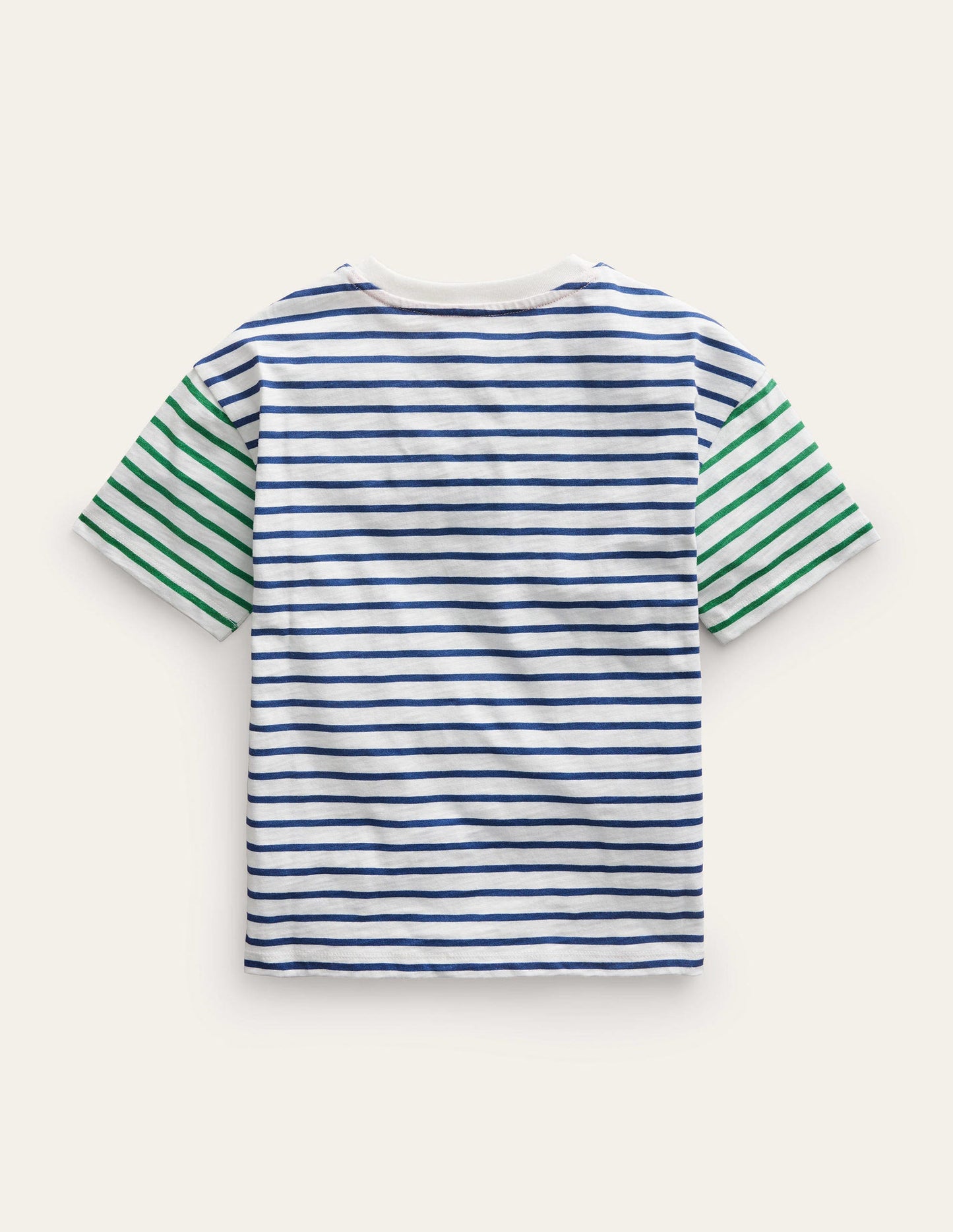 Boxy Short Sleeve Breton-Ivory/College Navy