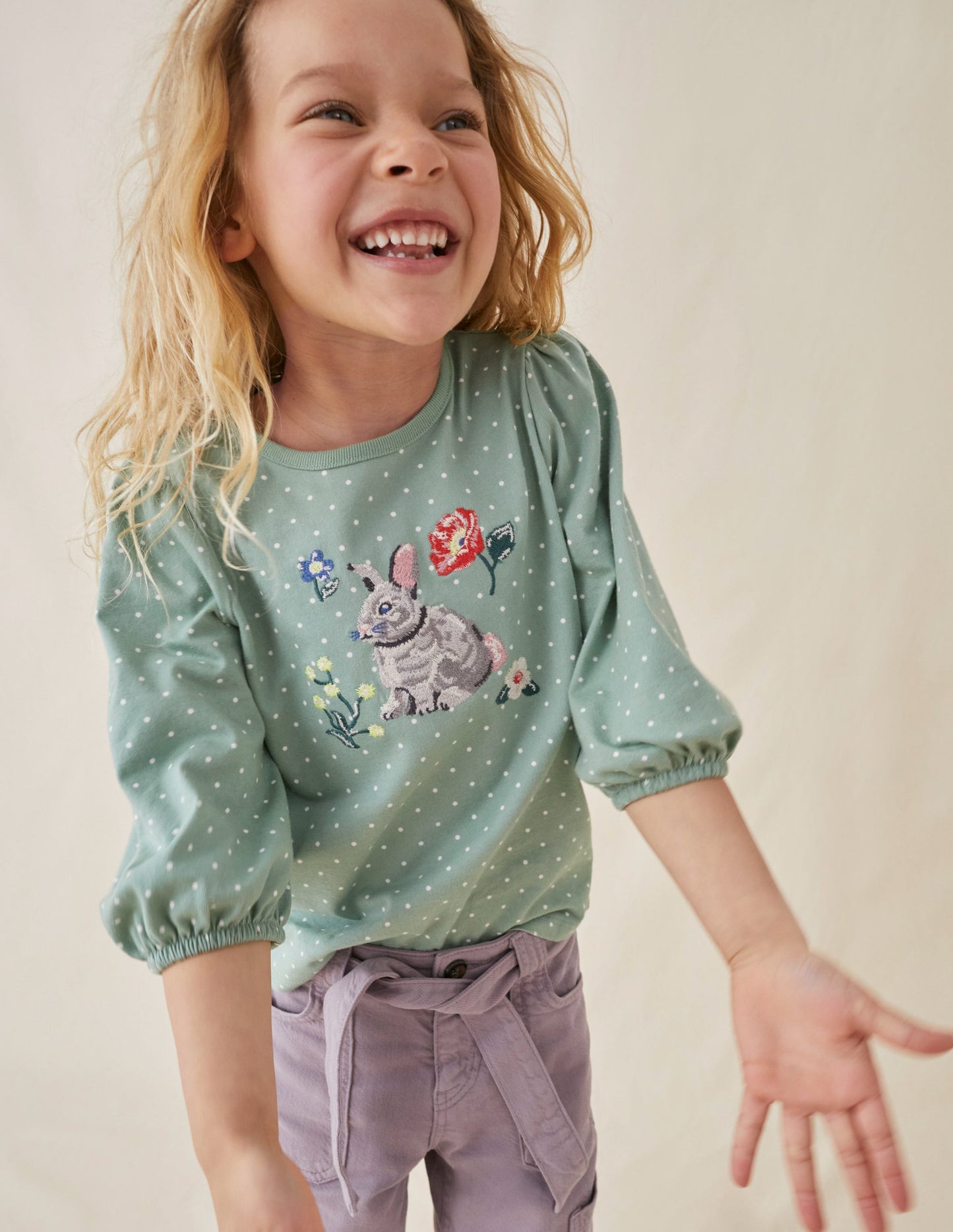 Appliqué Sleeve Detail Top-Green Smoke