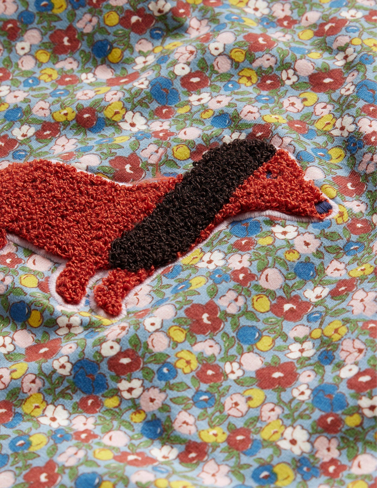 Appliqué Sweatshirt Dress-Pebble Blue Flower Dog