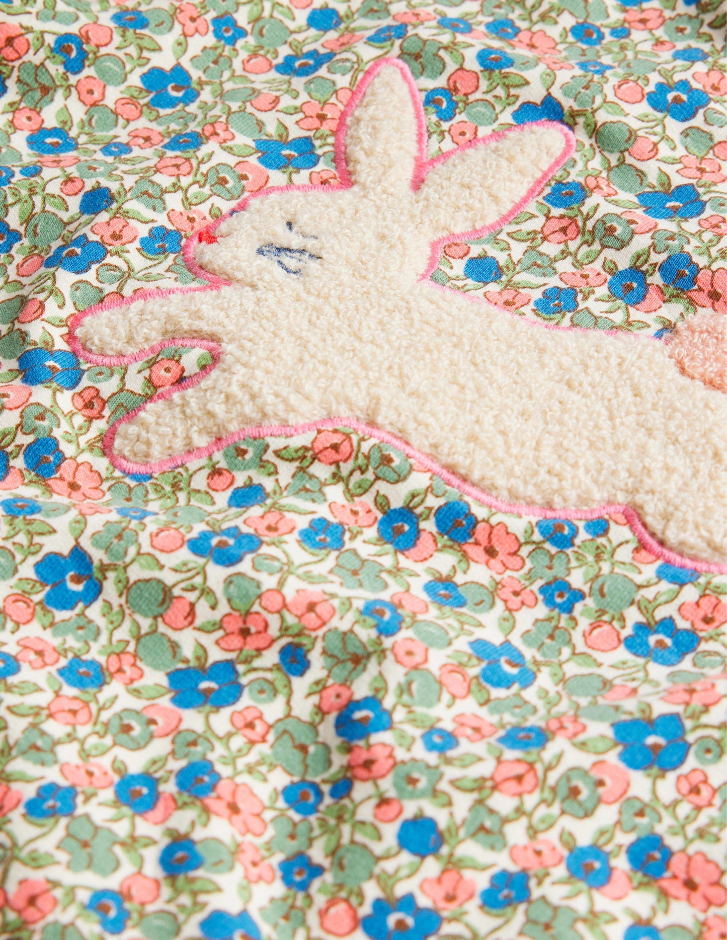 Appliqué Sweatshirt Dress-Floral Bunnies