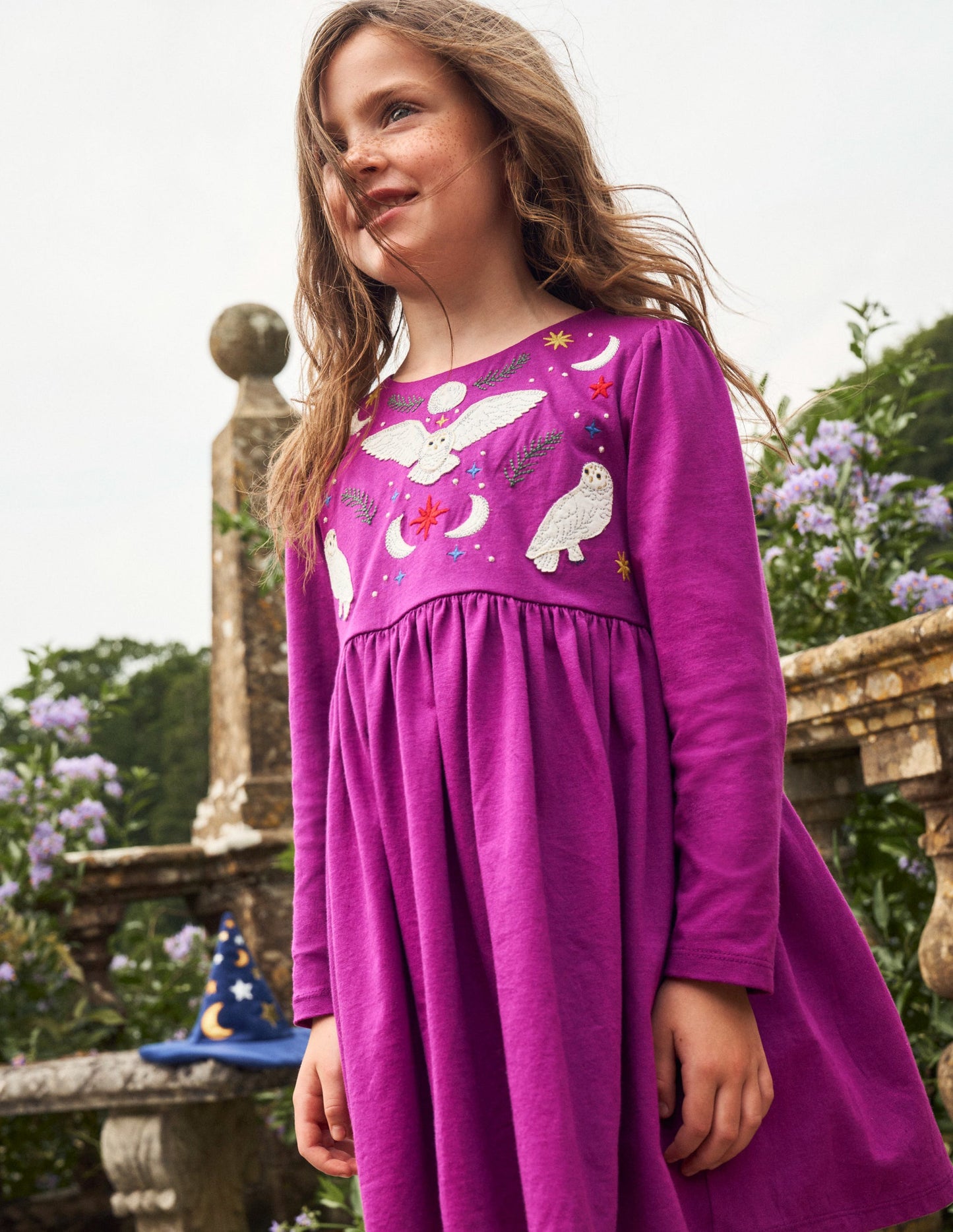Appliqué Jersey Dress-Chrysanthemum Purple