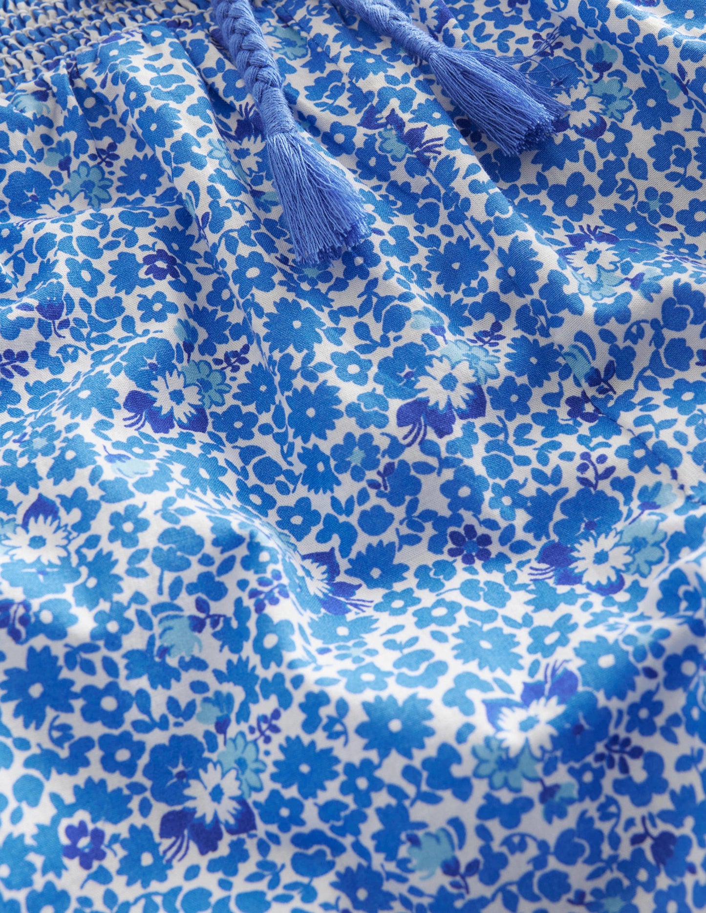 Cuffed Holiday Trousers-Blue and Aqua Ditsy Floral