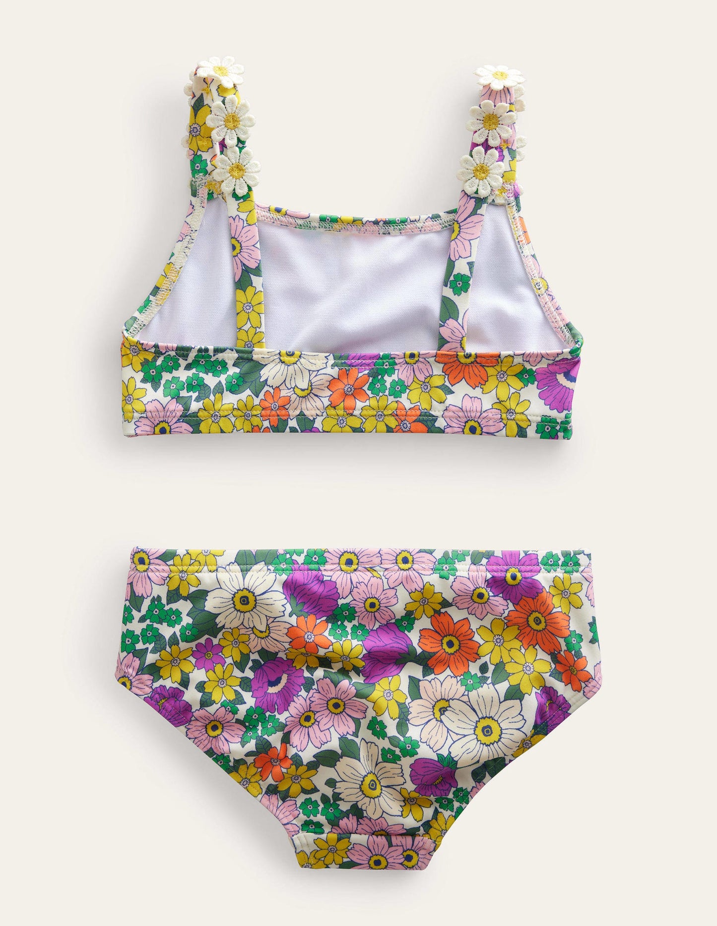 Daisy Strap Bikini-Ivory & Radiant Orchid Floral