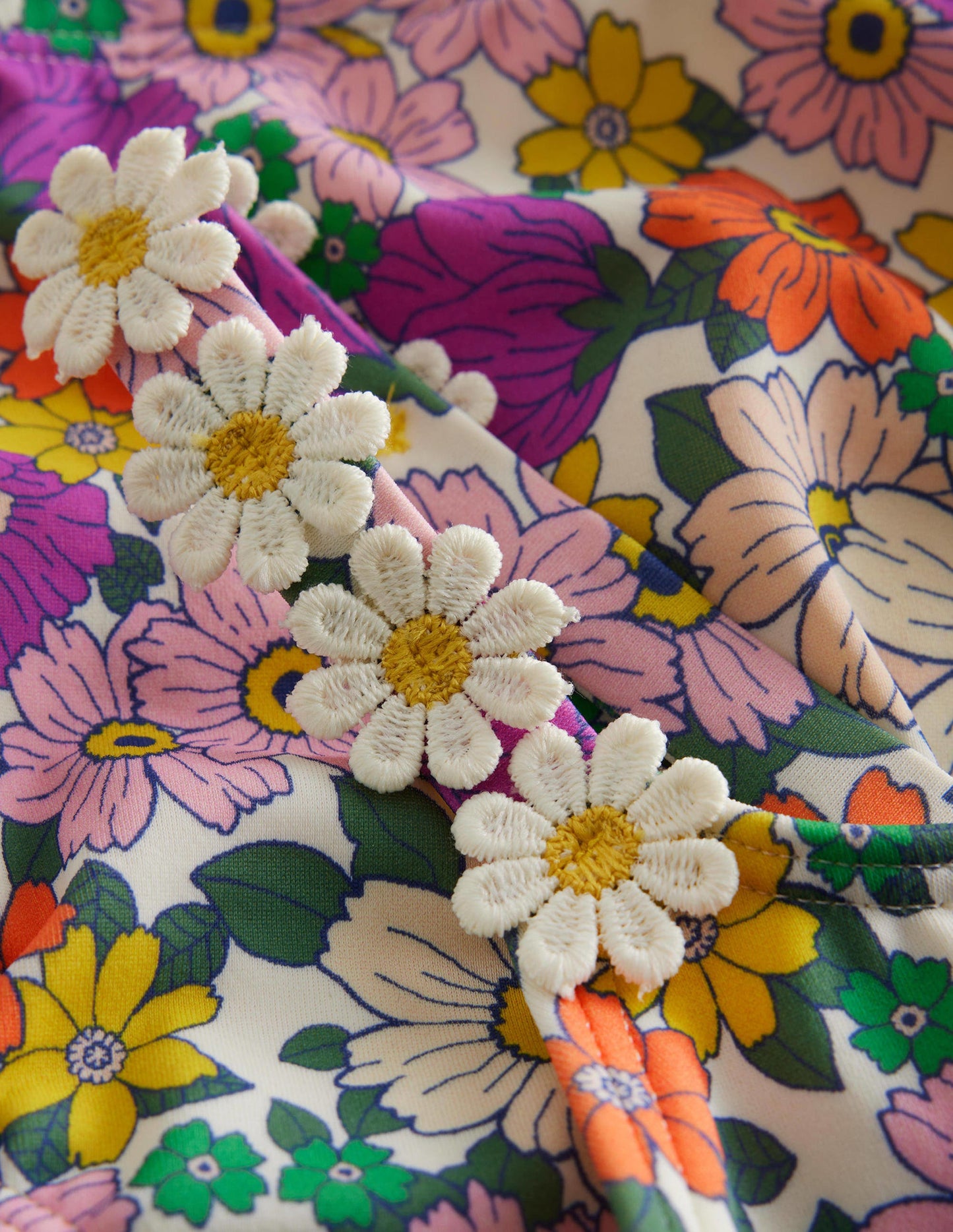 Daisy Strap Bikini-Ivory & Radiant Orchid Floral