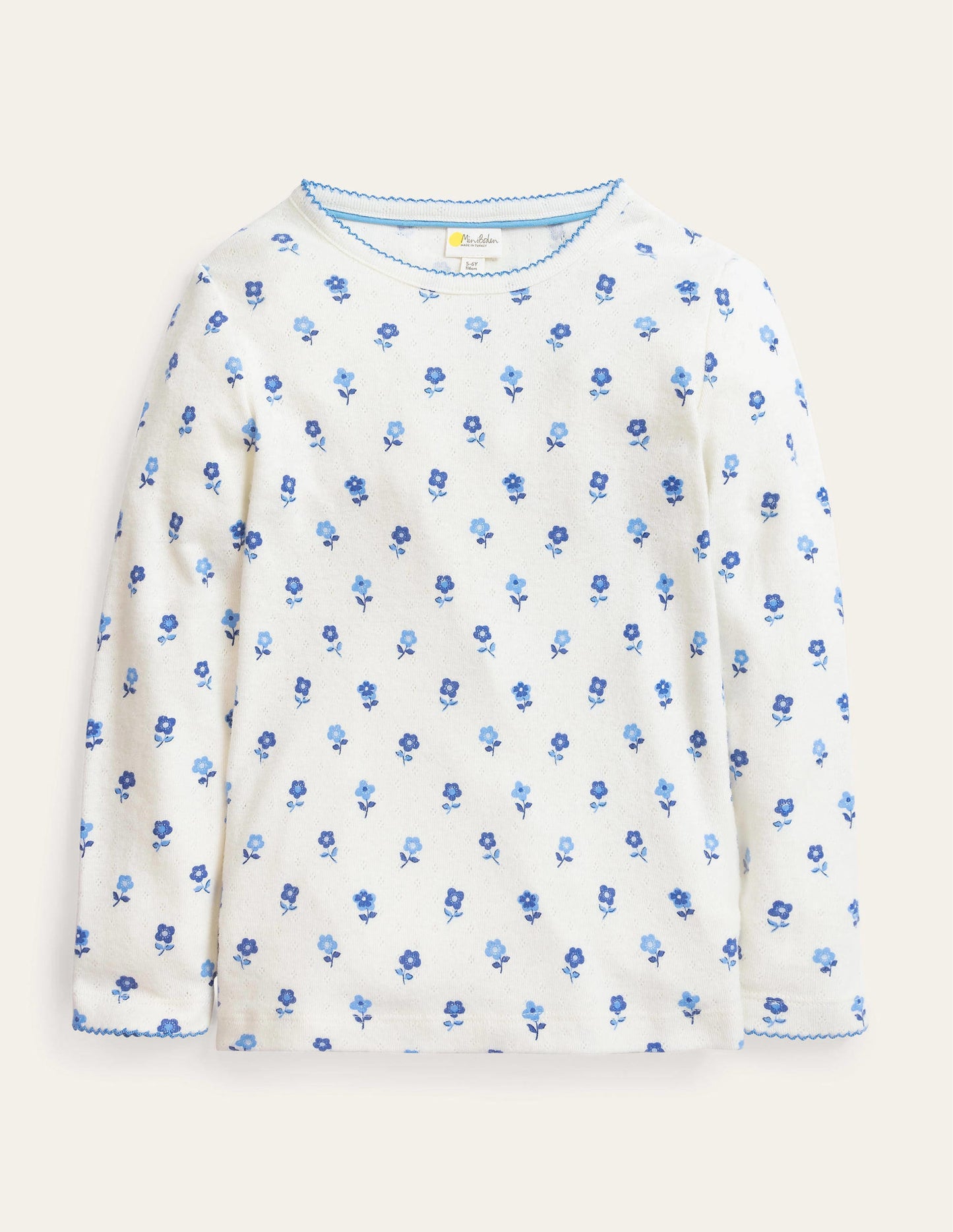 Supersoft Pointelle T-shirt-Vanilla Pod Blue Flower