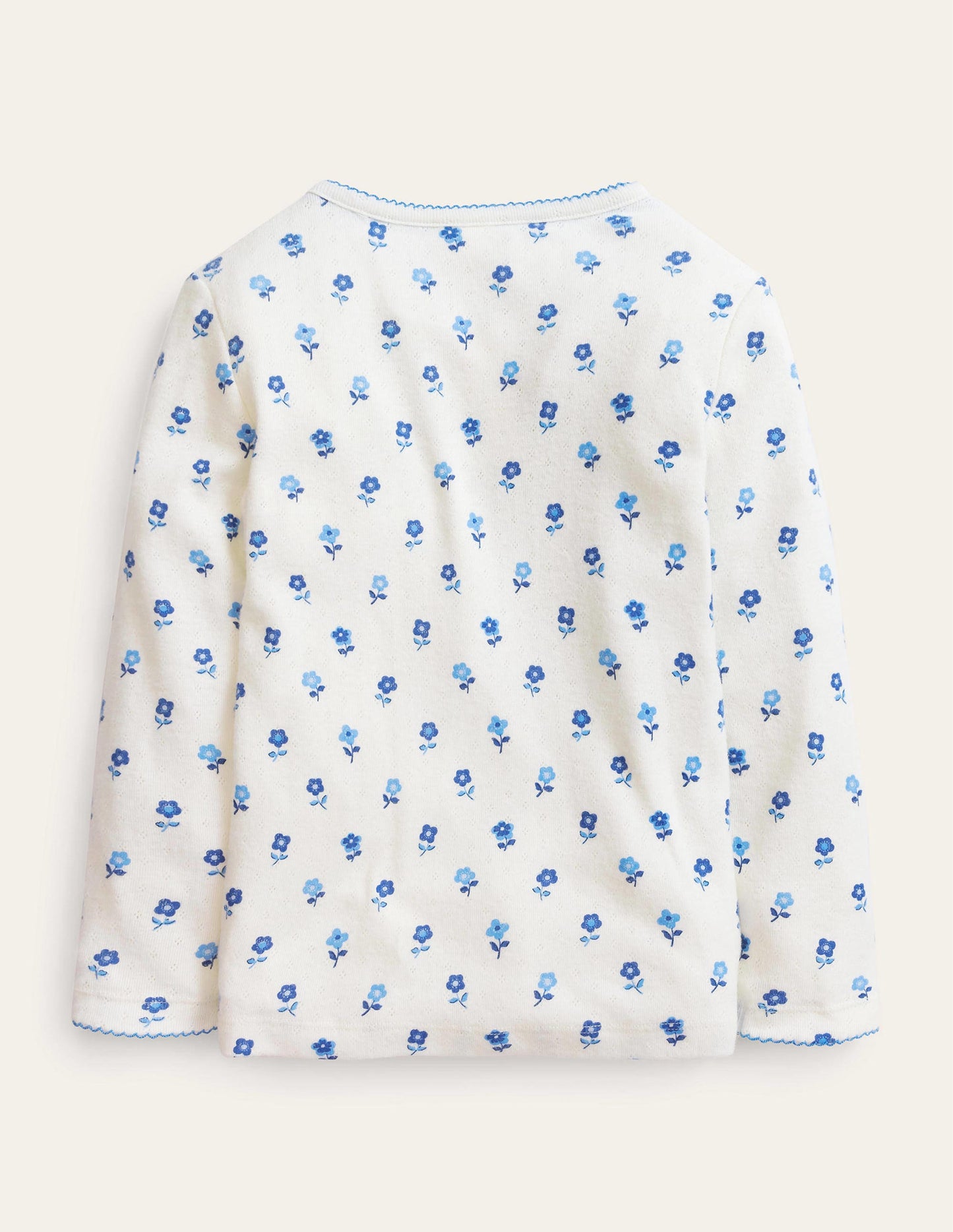 Supersoft Pointelle T-shirt-Vanilla Pod Blue Flower