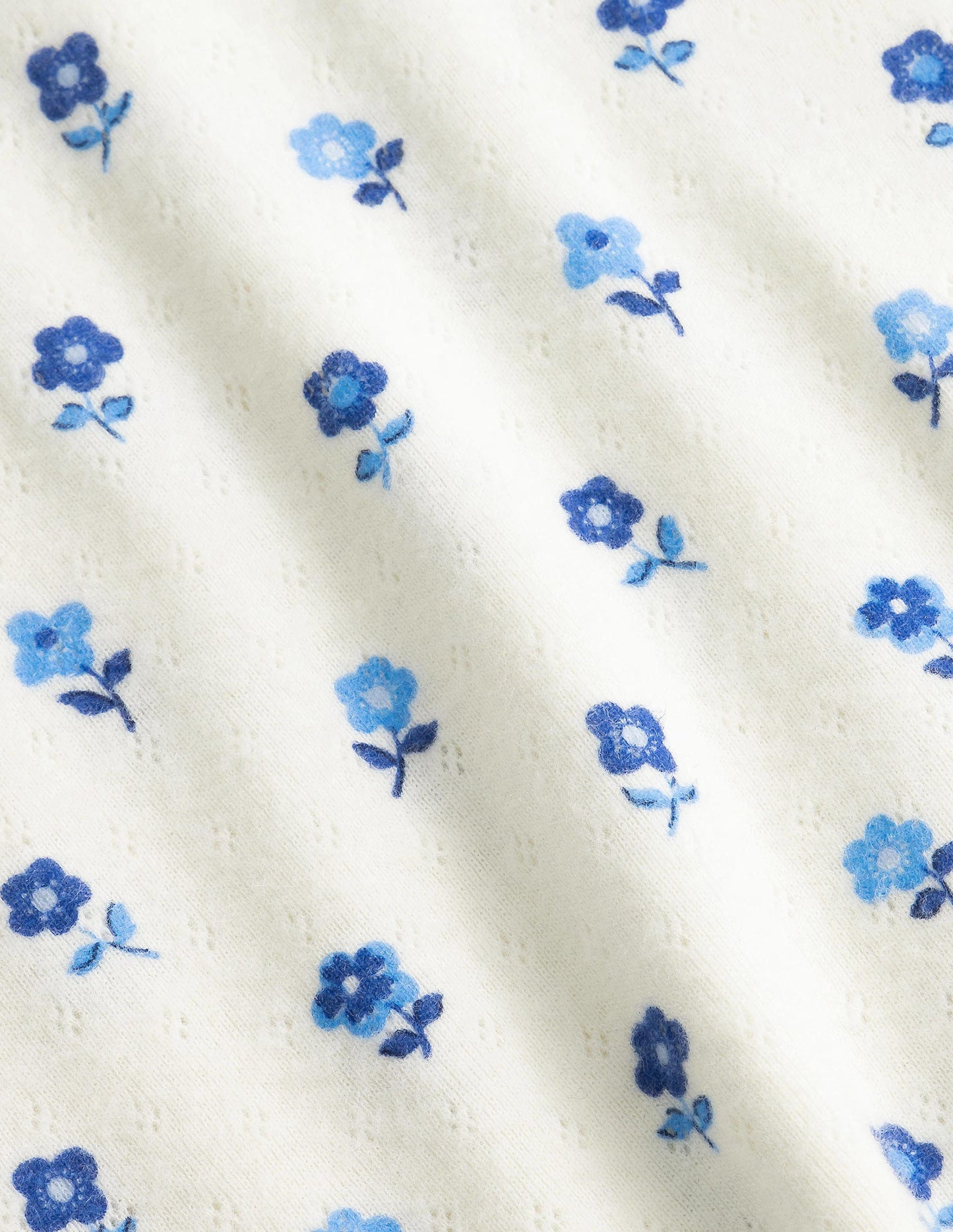 Supersoft Pointelle T-shirt-Vanilla Pod Blue Flower