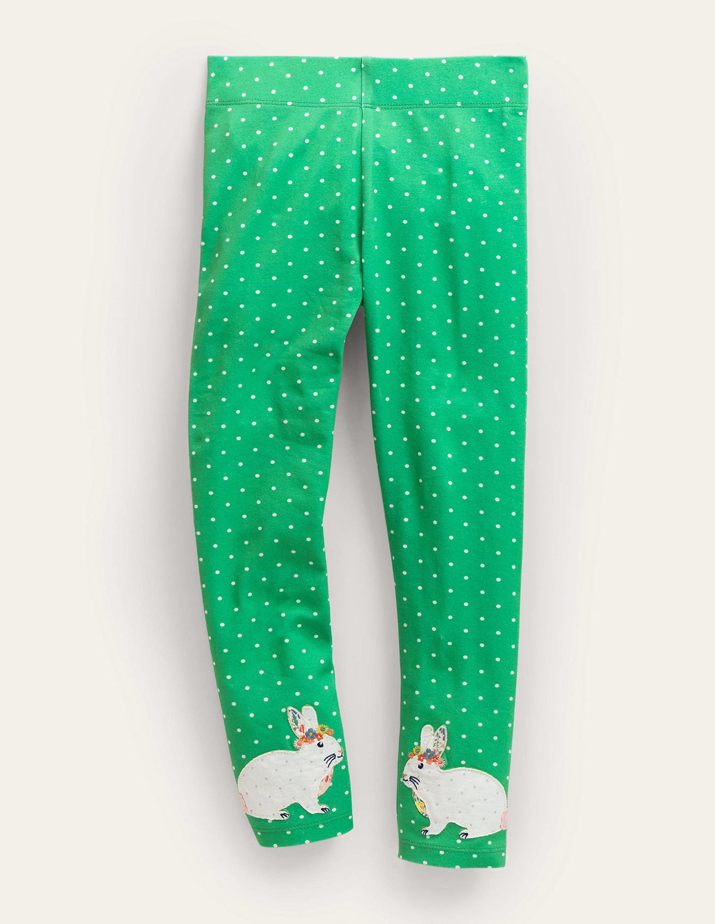 Fun Appliqué Leggings-Action Green Bunnies