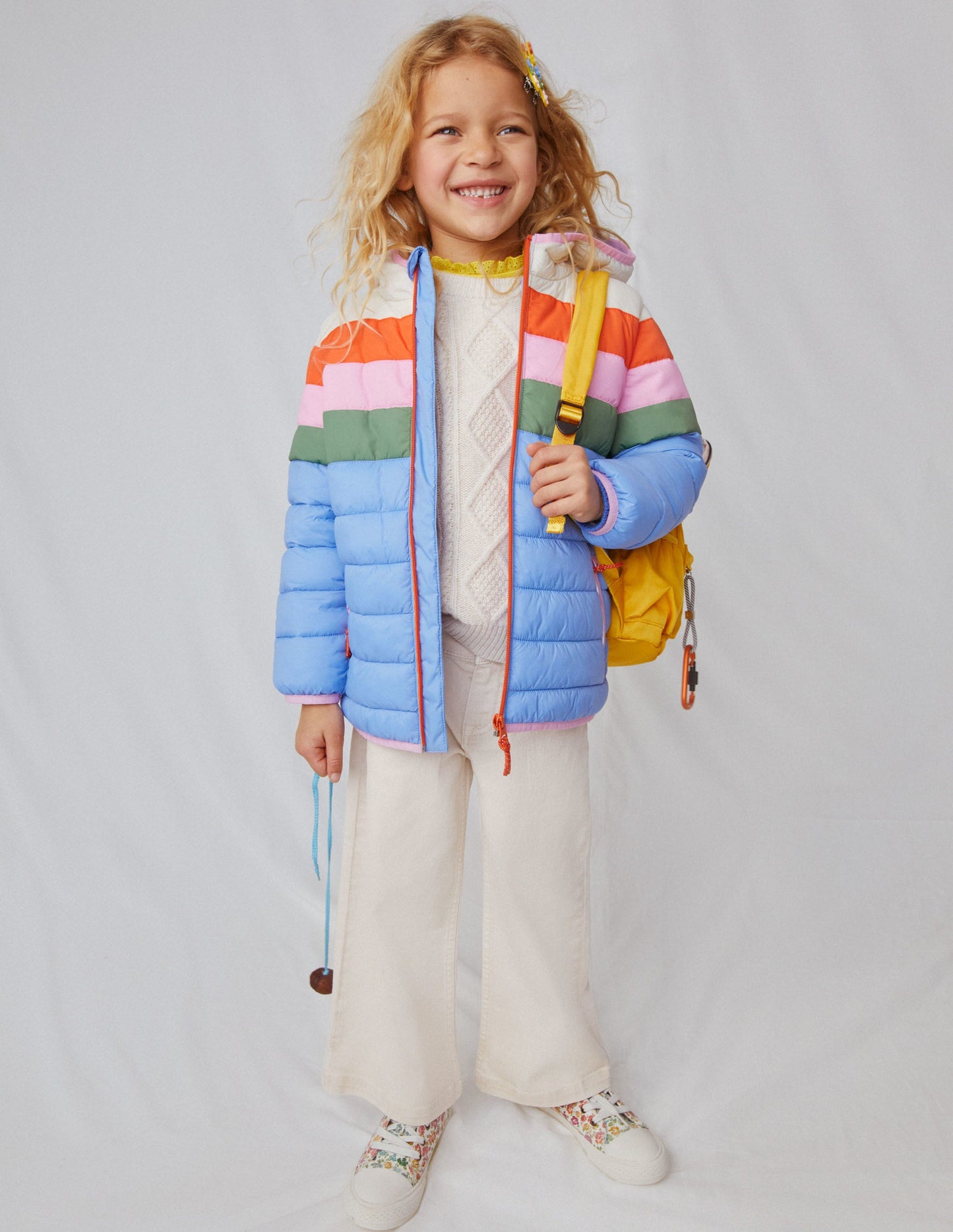 Cosy Pack-away Padded Jacket-Provence Blue Stripe