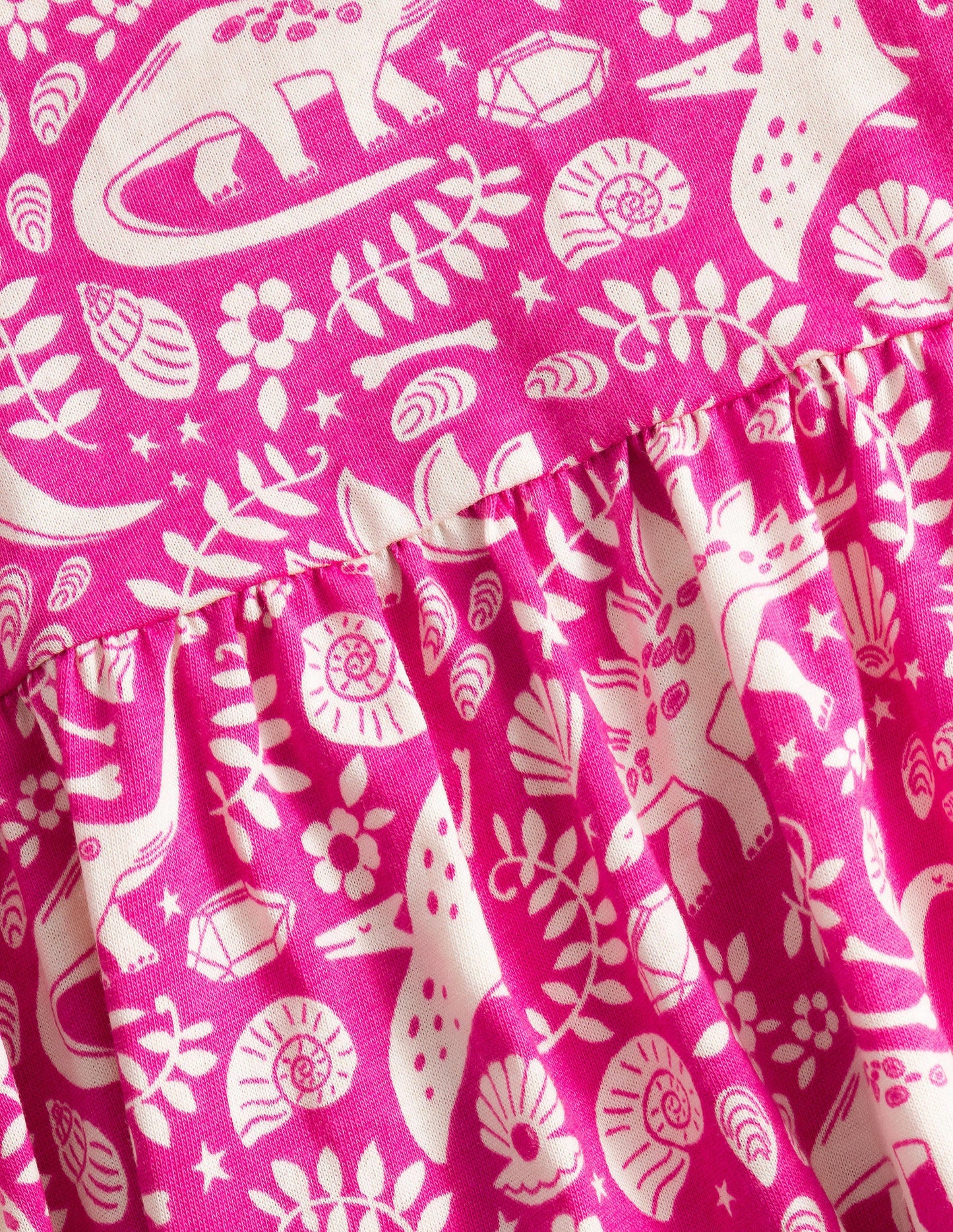 Puff Sleeve Jersey Dress-Tickled Pink Dinosaur Toile