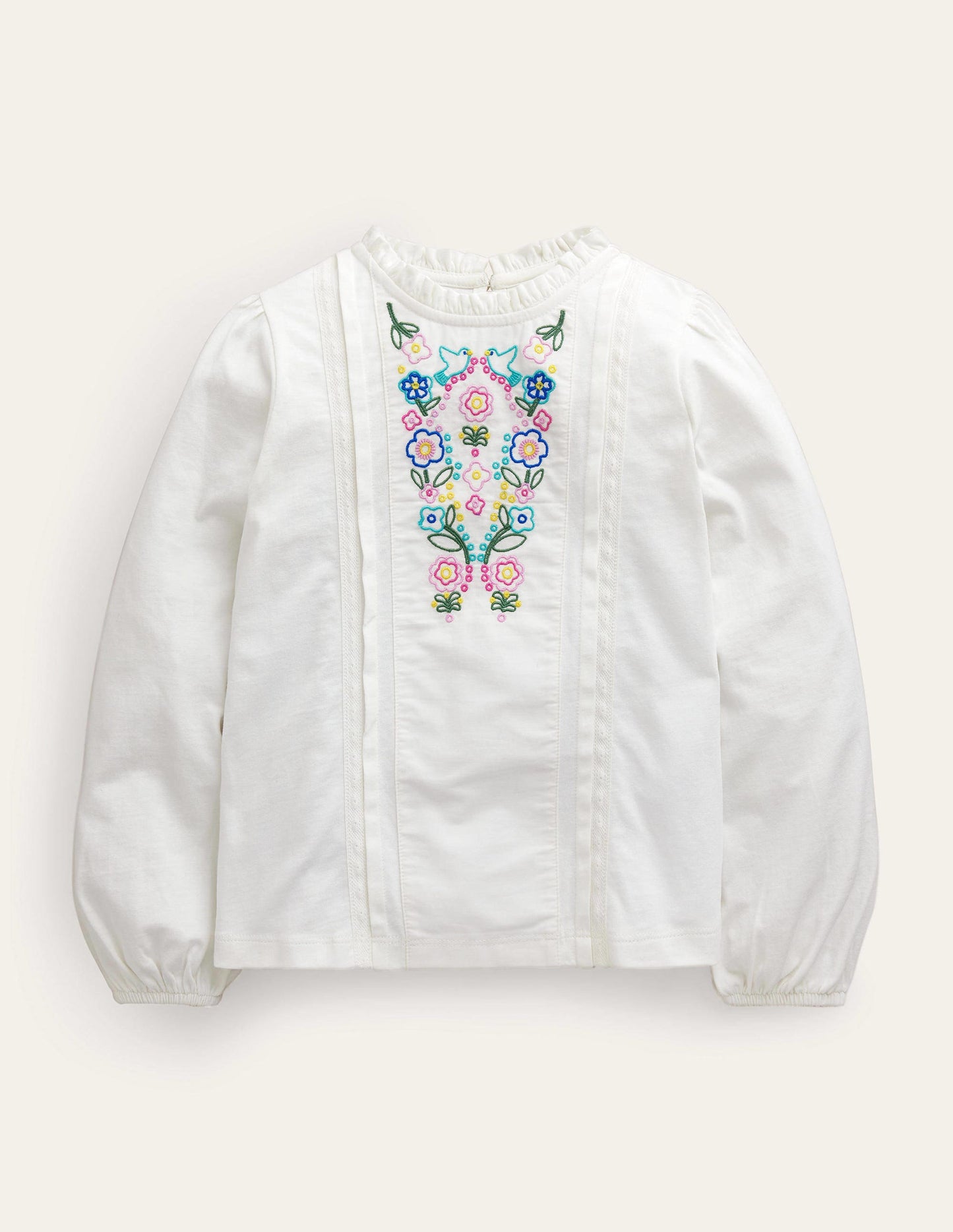 Lace Mix Jersey Top-Ivory