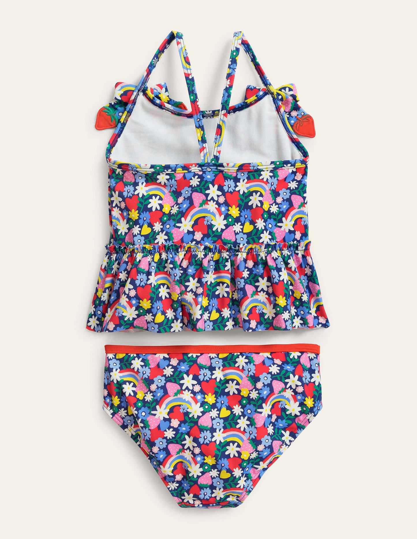 Tankini Set-Ivory and Multi Rainbow Ditsy