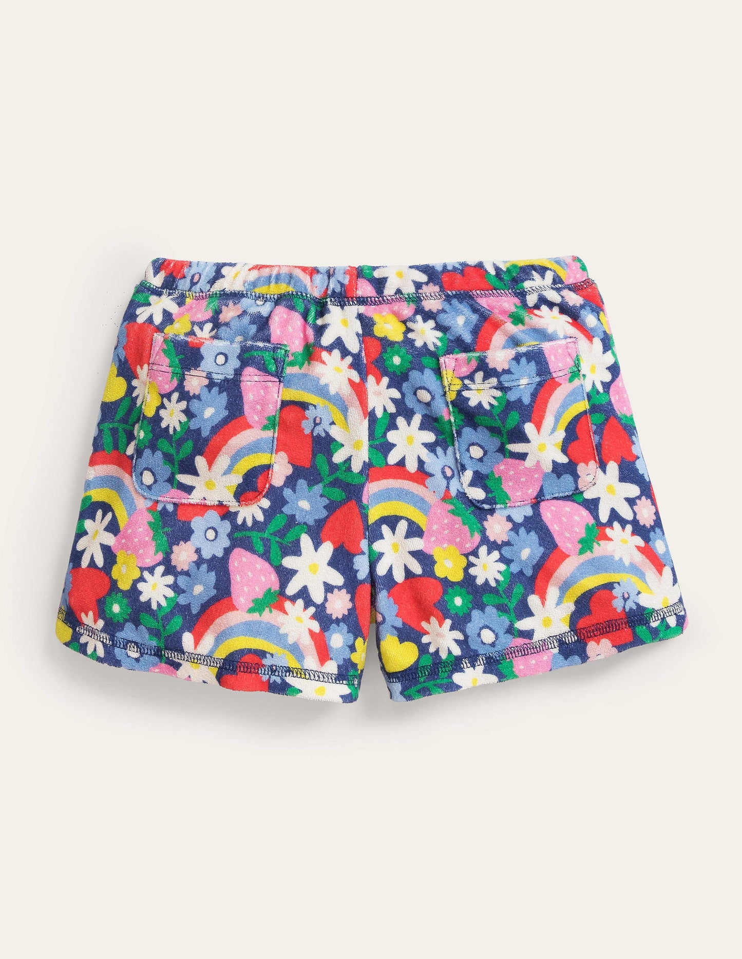 Printed Towelling Shorts-Multi Rainbow Ditsy