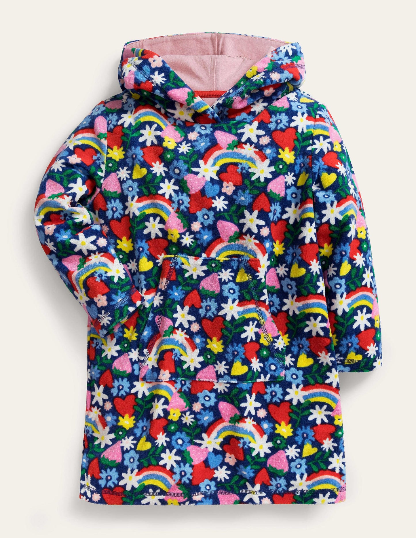 Pattern Towelling Beach Dress-Multi Rainbow Ditsy