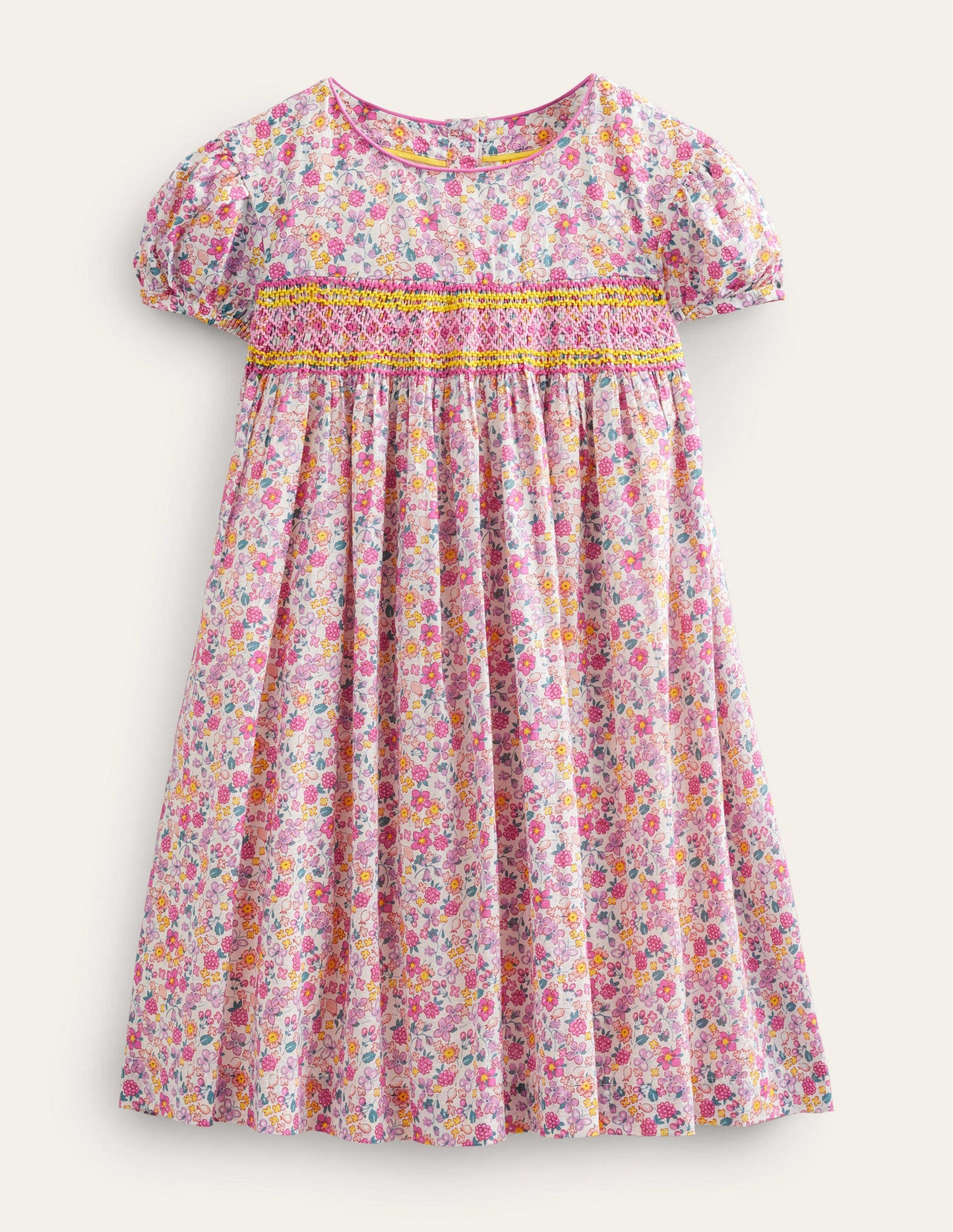 Nostalgic Smocked Dress-Bright Petal Floral
