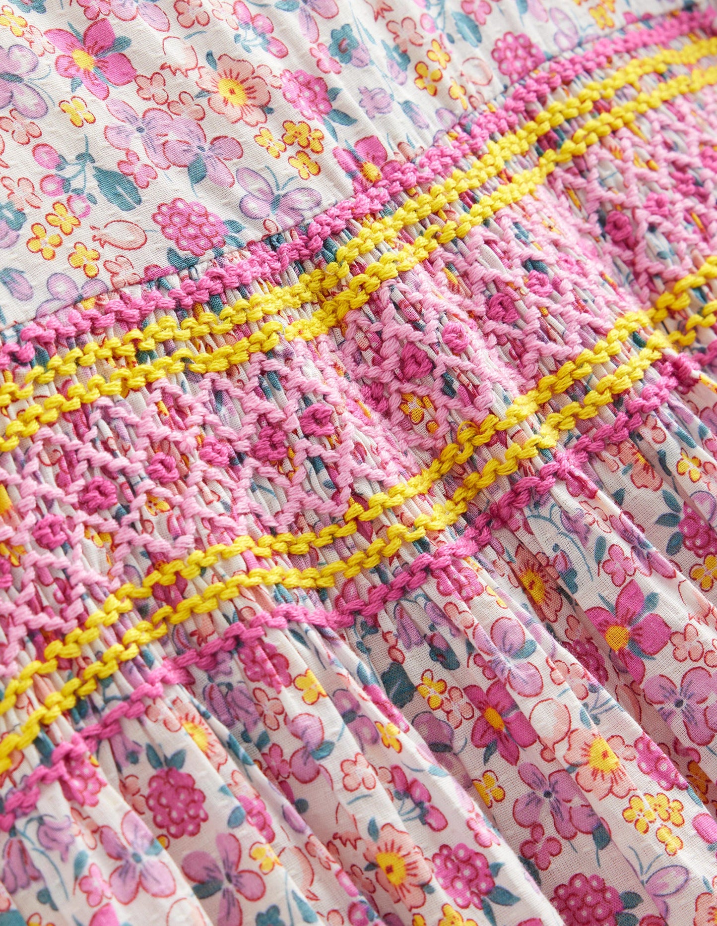 Nostalgic Smocked Dress-Bright Petal Floral
