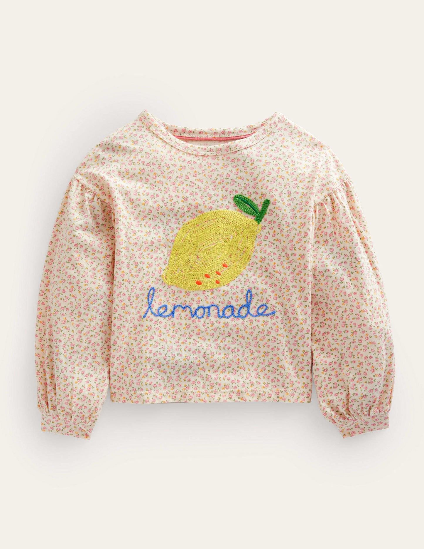 Embroidered Top-Ivory Floral Lemonade