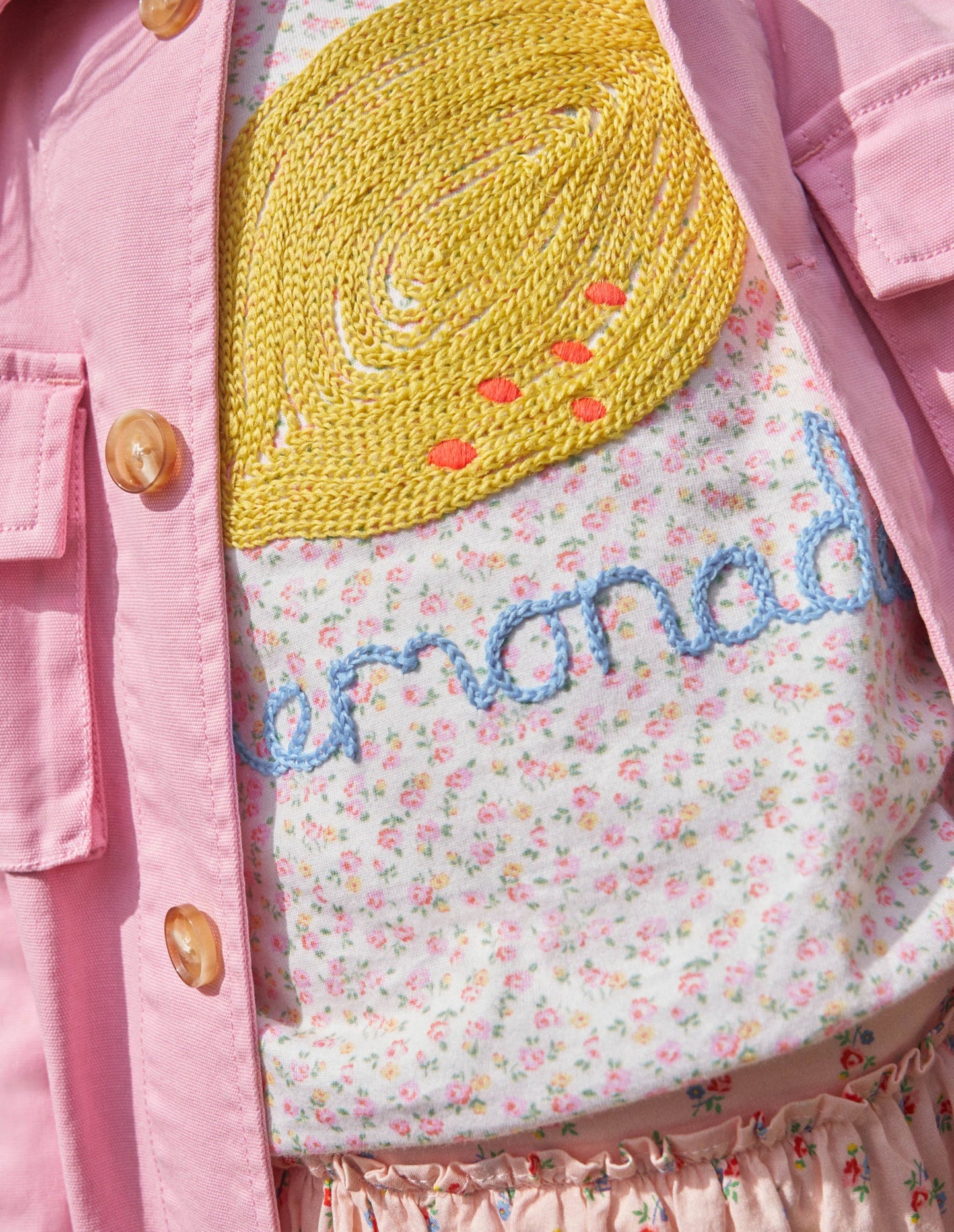 Embroidered Top-Ivory Floral Lemonade