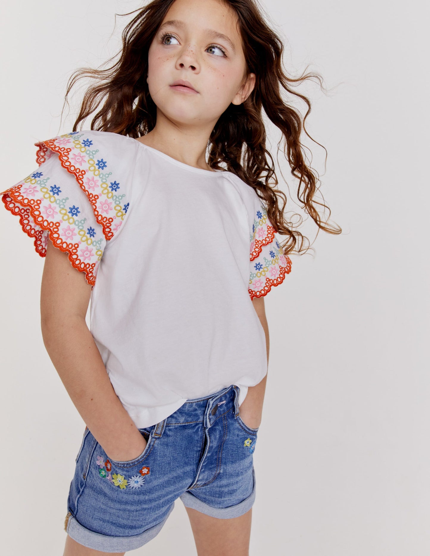 Broderie Mix T-shirt-White