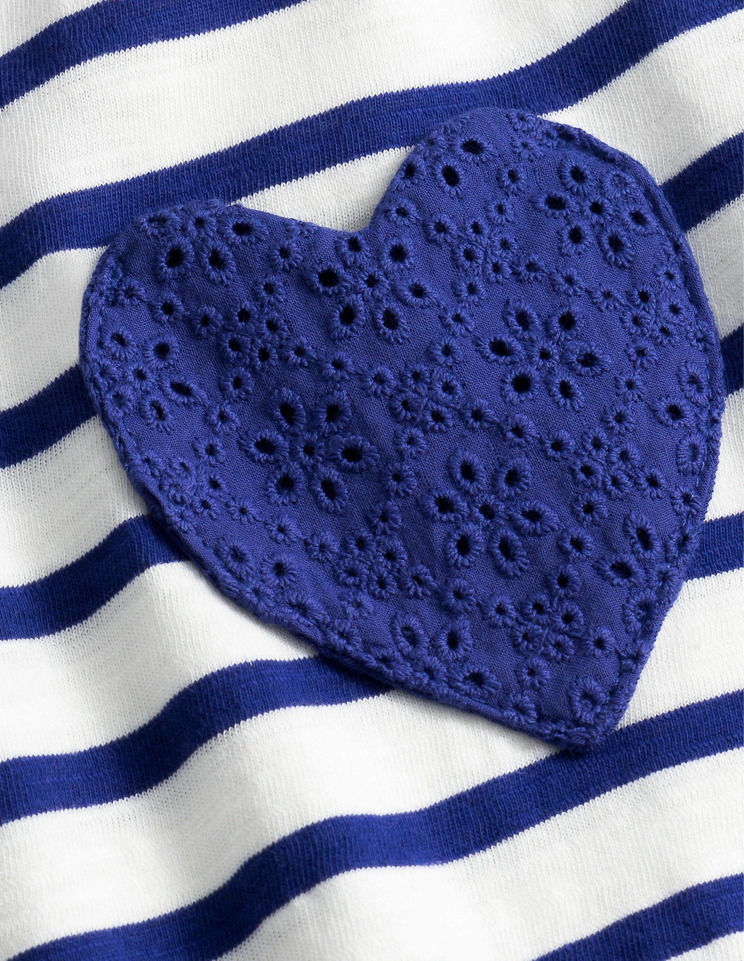 Broderie Pocket T-shirt-Starboard Blue/Ivory