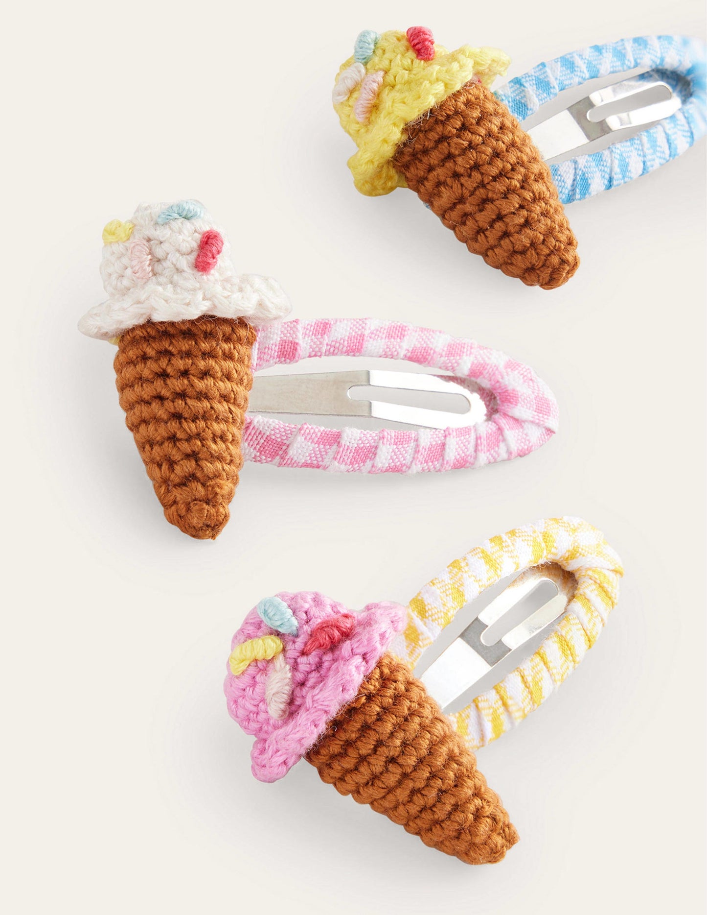 3 Pack Hair Clips-Gingham Ice Creams