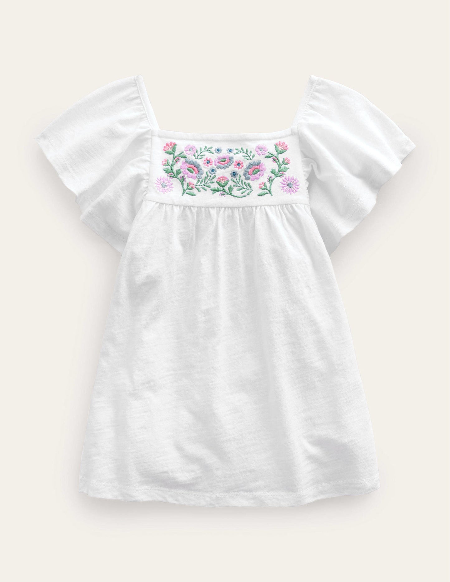 Embroidered Jersey Top-White