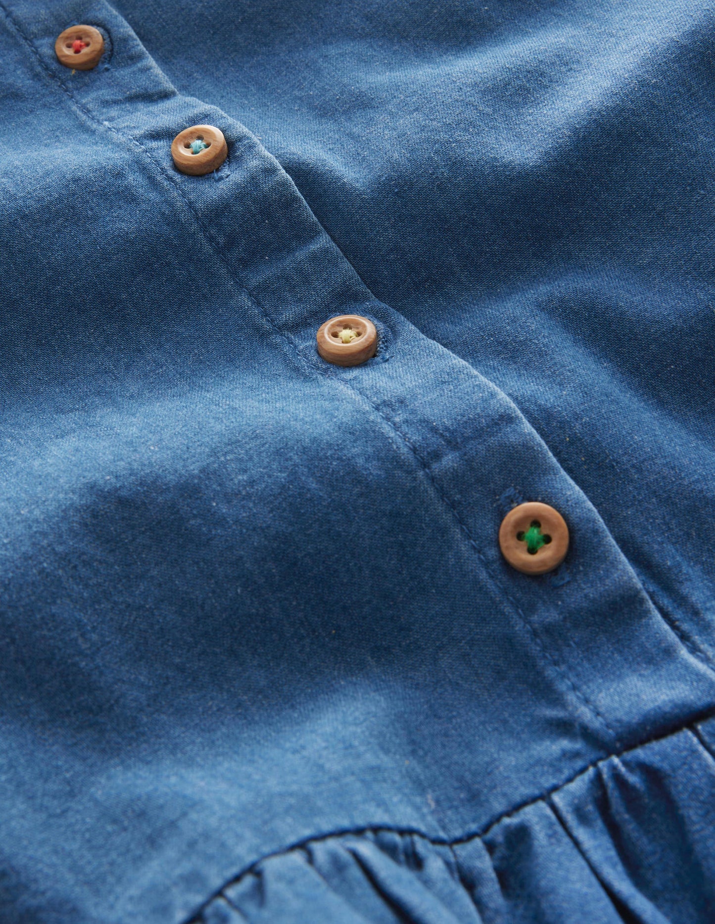 Chambray Frill Sleeve Blouse-Chambray Blue