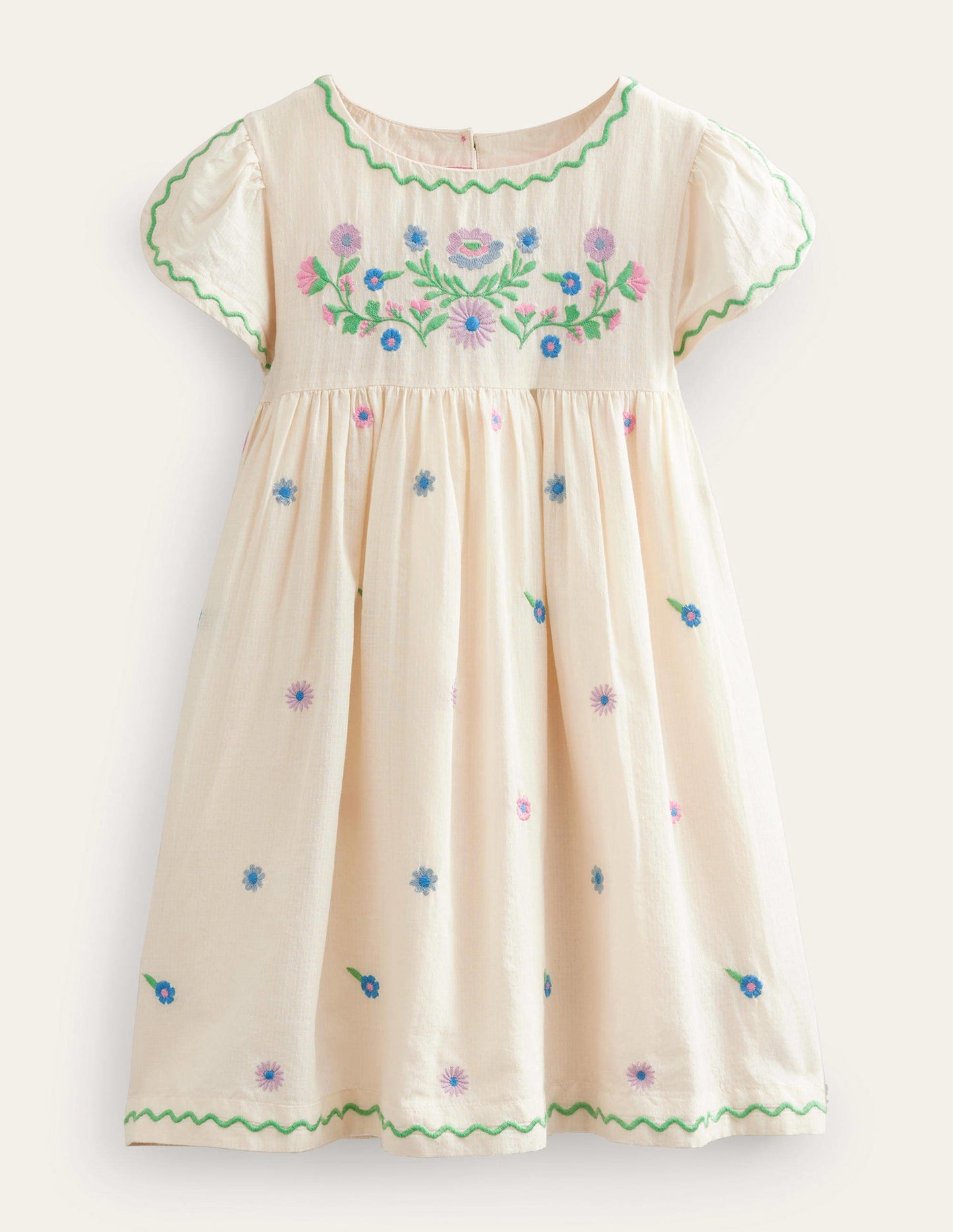Embroidered Texture Dress-Vanilla Pod