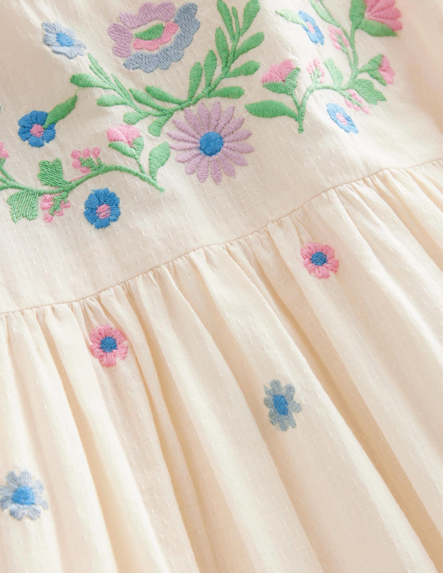 Embroidered Texture Dress-Vanilla Pod