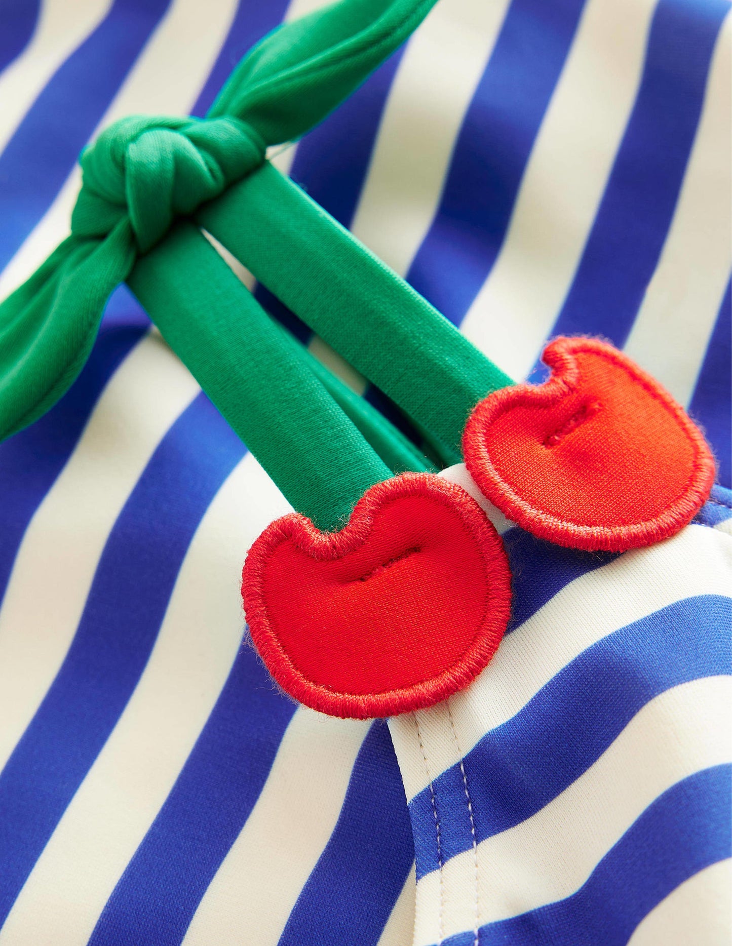 Cherry Strap Swimsuit-Cabana Blue and Ivory Stripe
