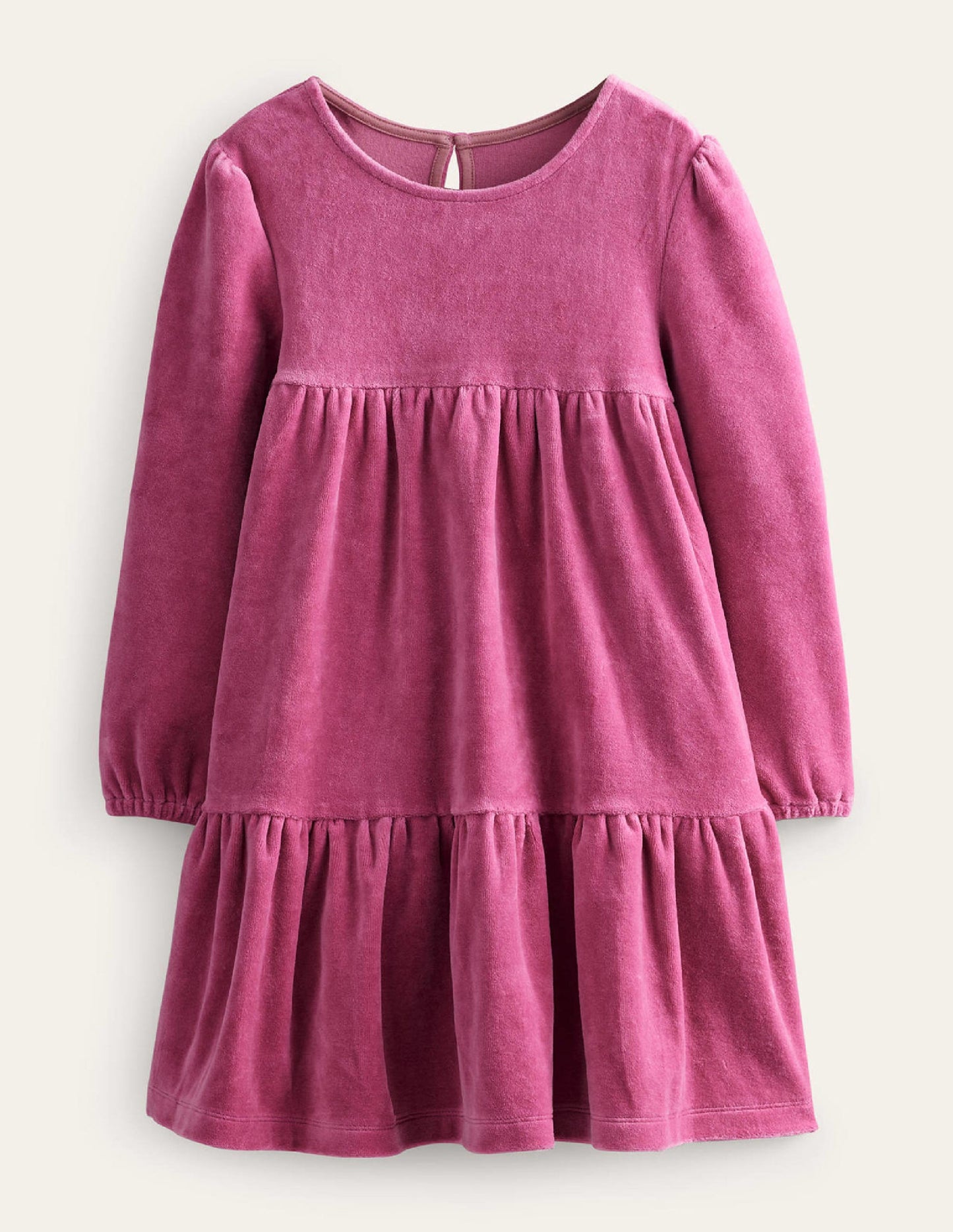 Tiered Velour Dress-Teacup Pink
