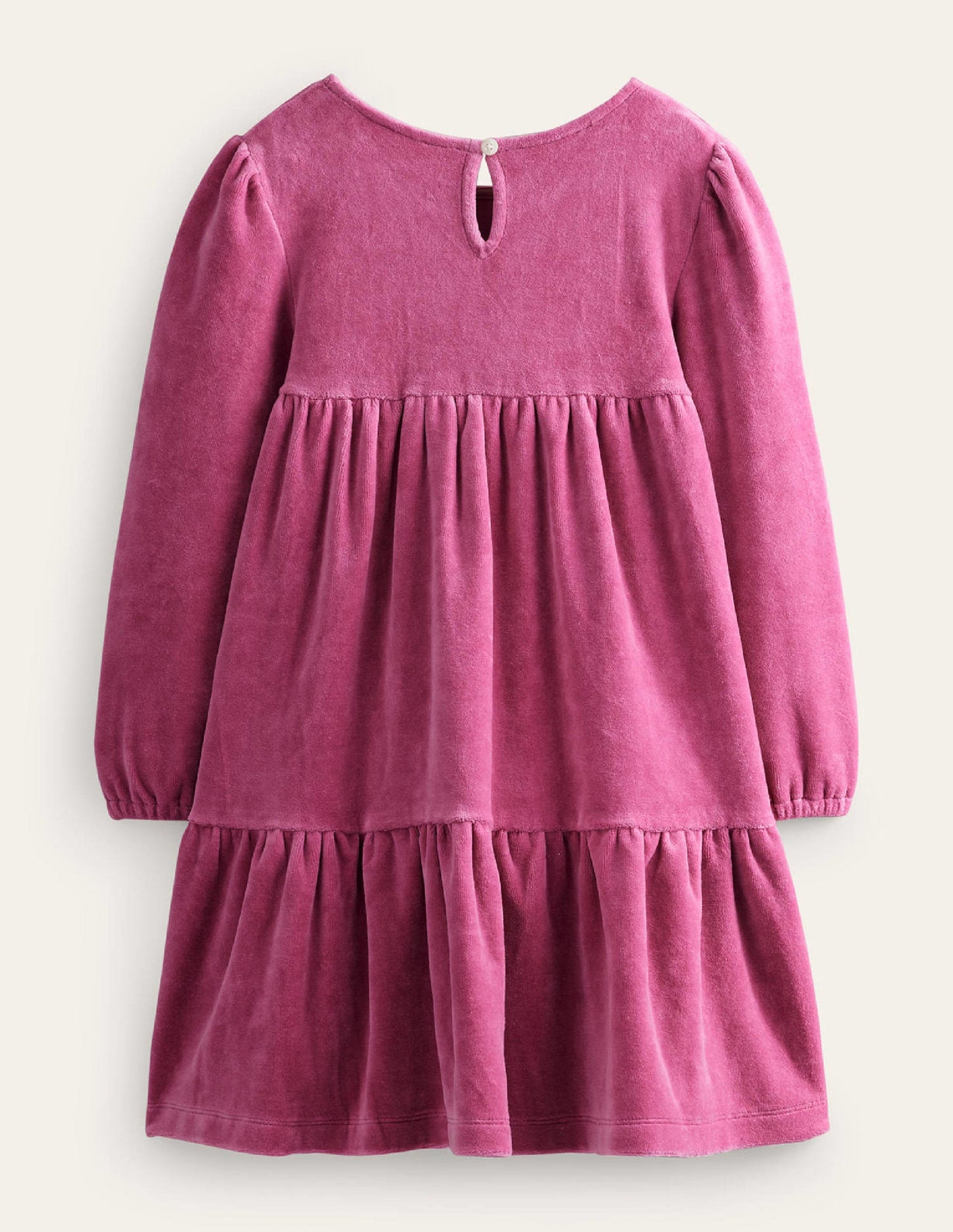 Tiered Velour Dress-Teacup Pink