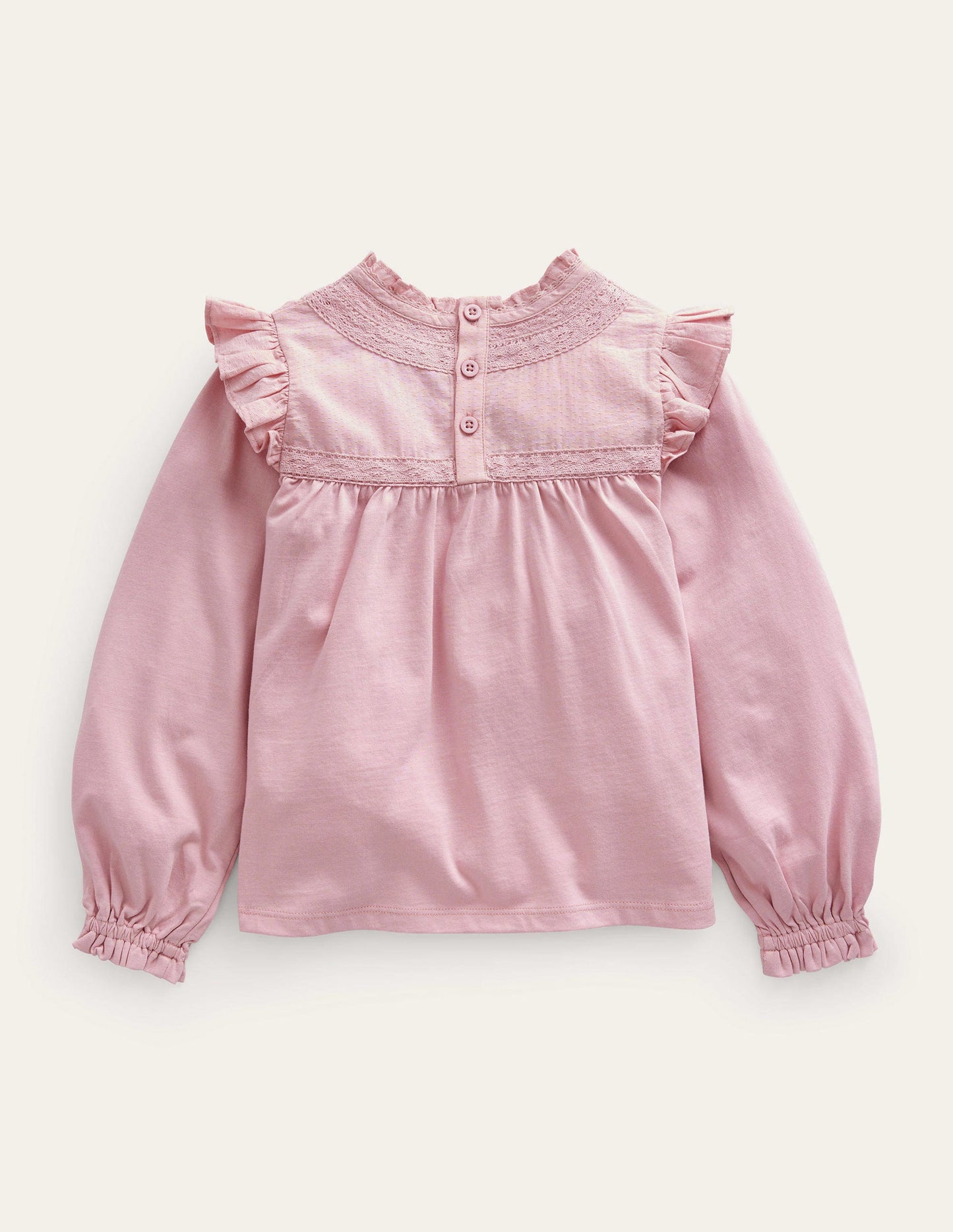 Lace Detail Jersey Top-French Pink