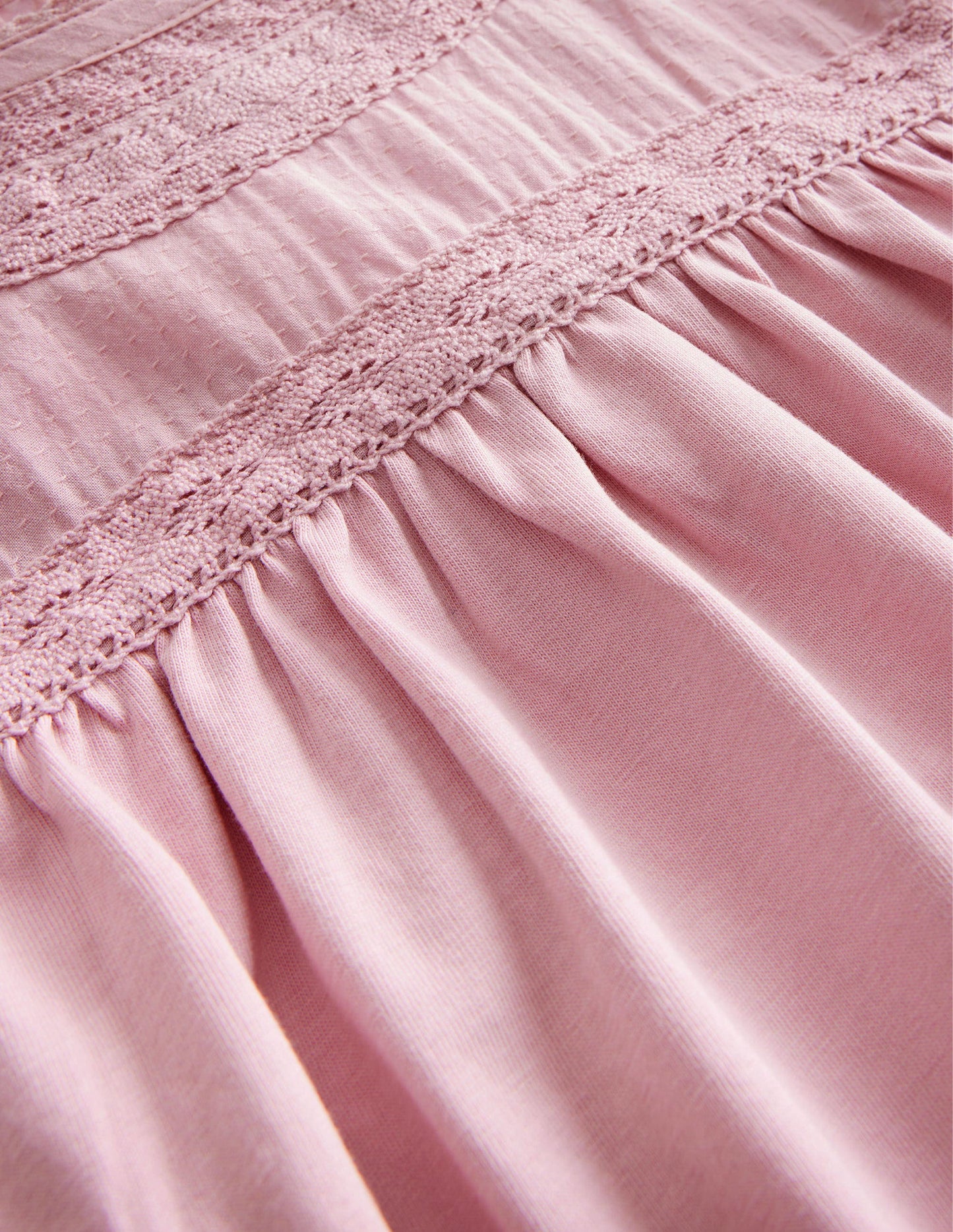 Lace Detail Jersey Top-French Pink
