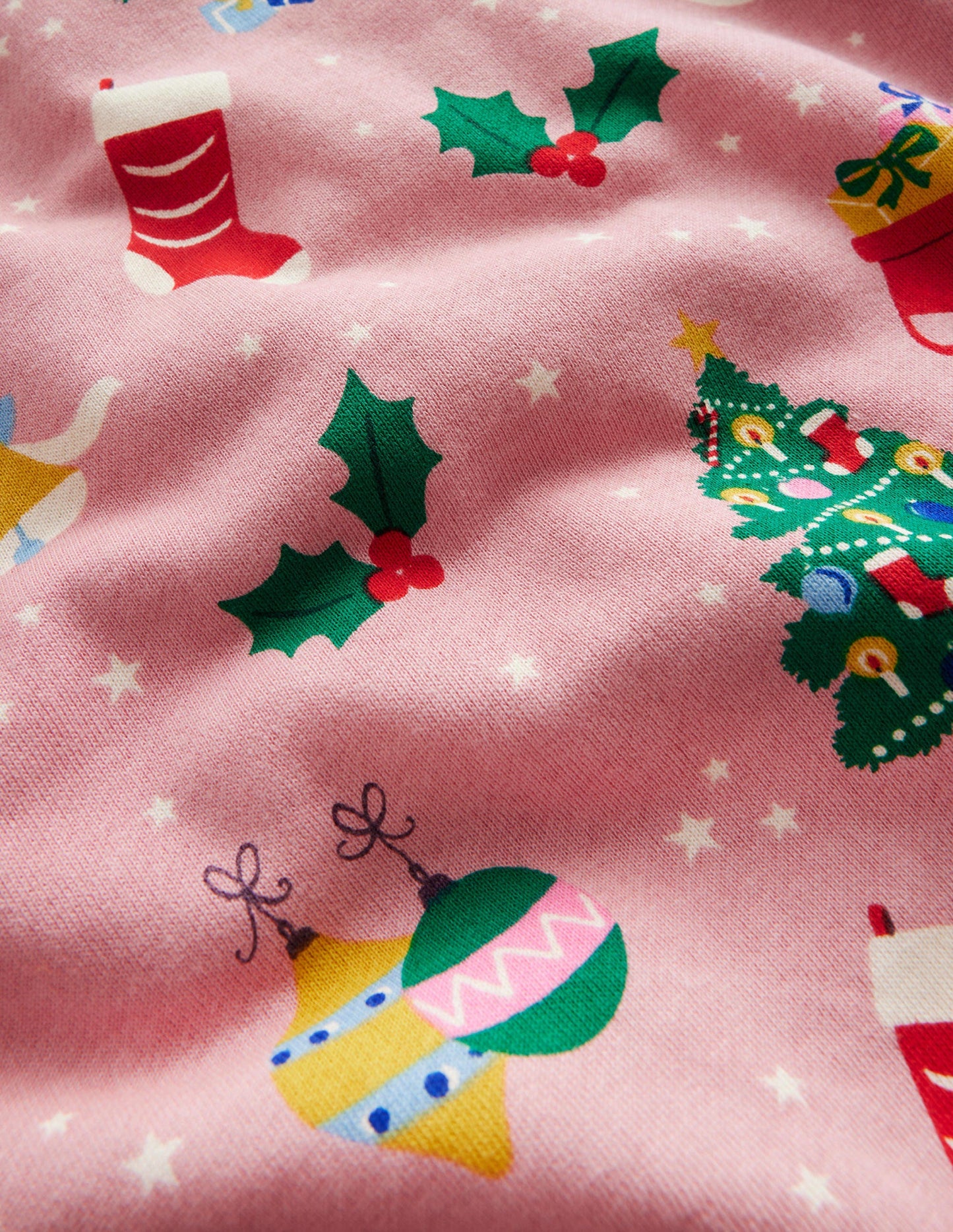 Relaxed Printed Sweatshirt-Almond Pink Festive