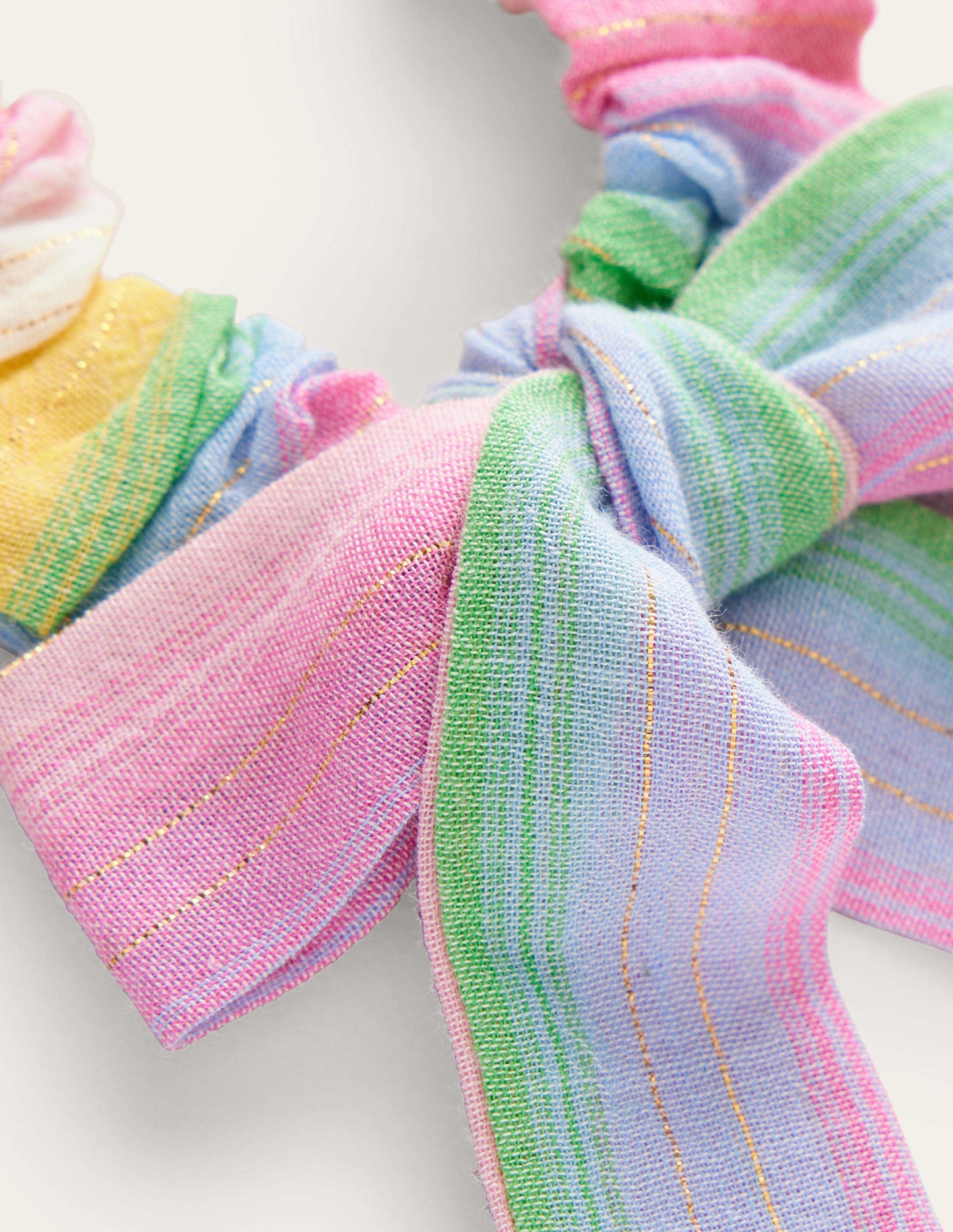 Bow Scrunchie-Multi Rainbow Stripe