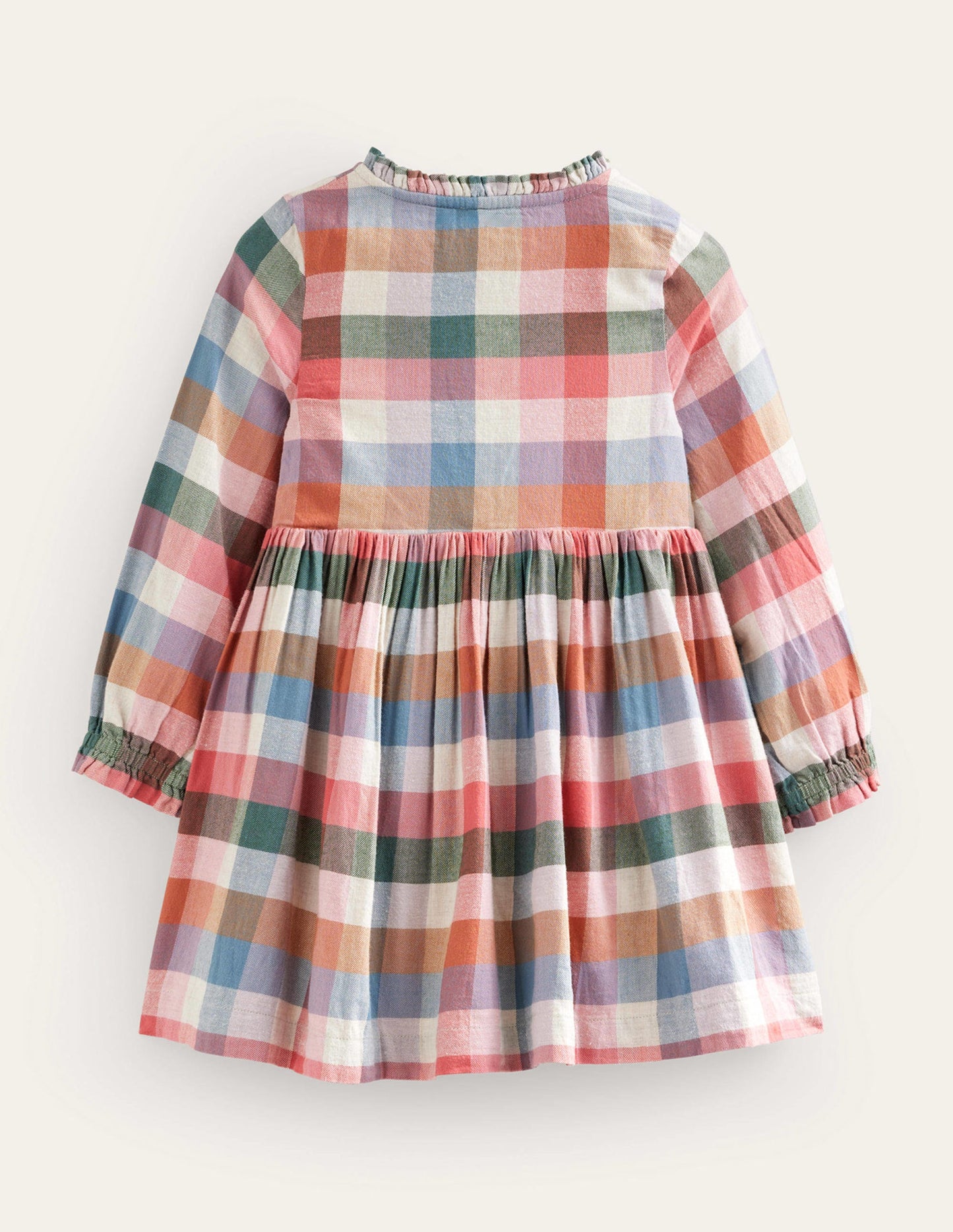 Drop Waist Shirt Dress-Pink / Green Multi Gingham