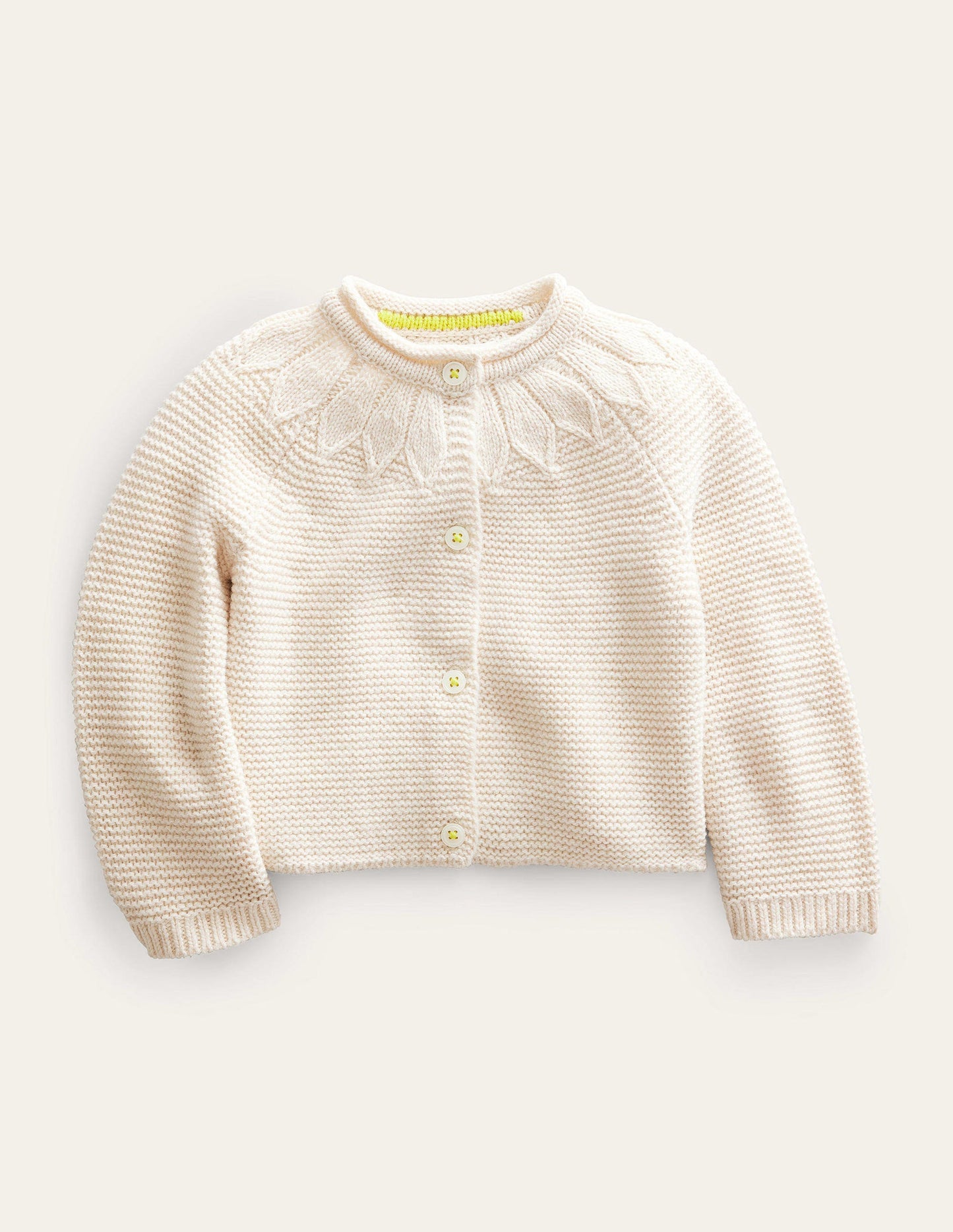 Pointelle Yoke Cardigan-Ivory