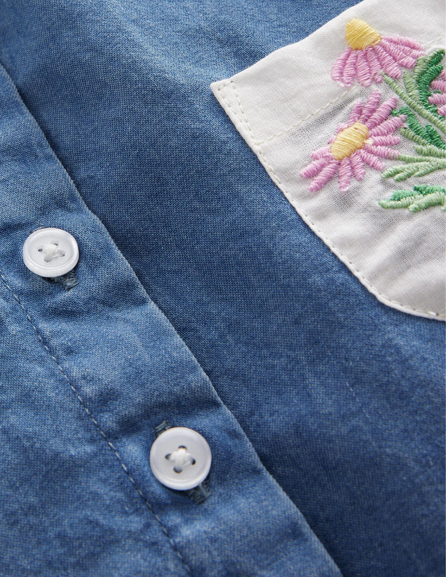 Chambray Collar Top-Mid Chambray