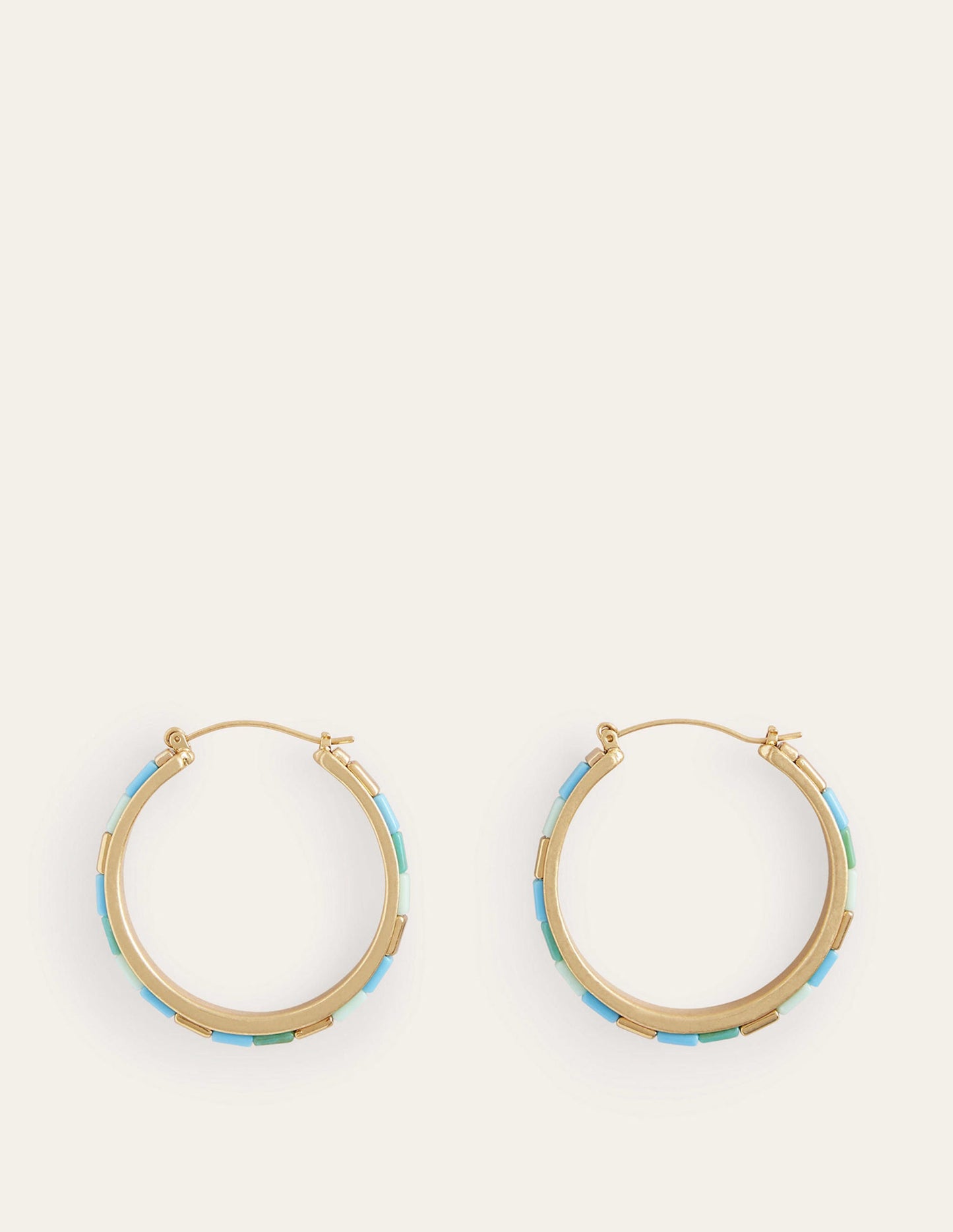 Beaded Hoop Earrings-Green