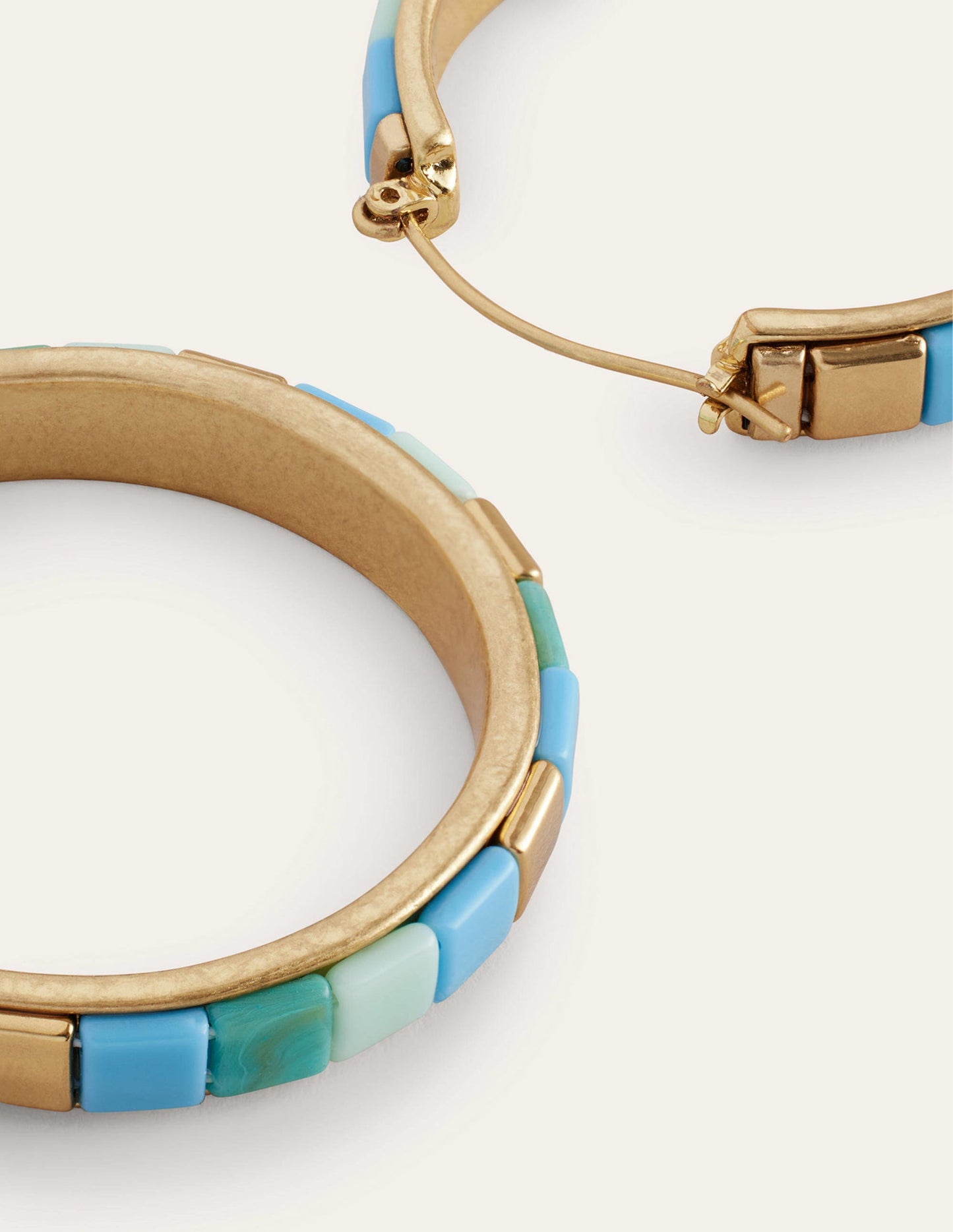 Beaded Hoop Earrings-Green