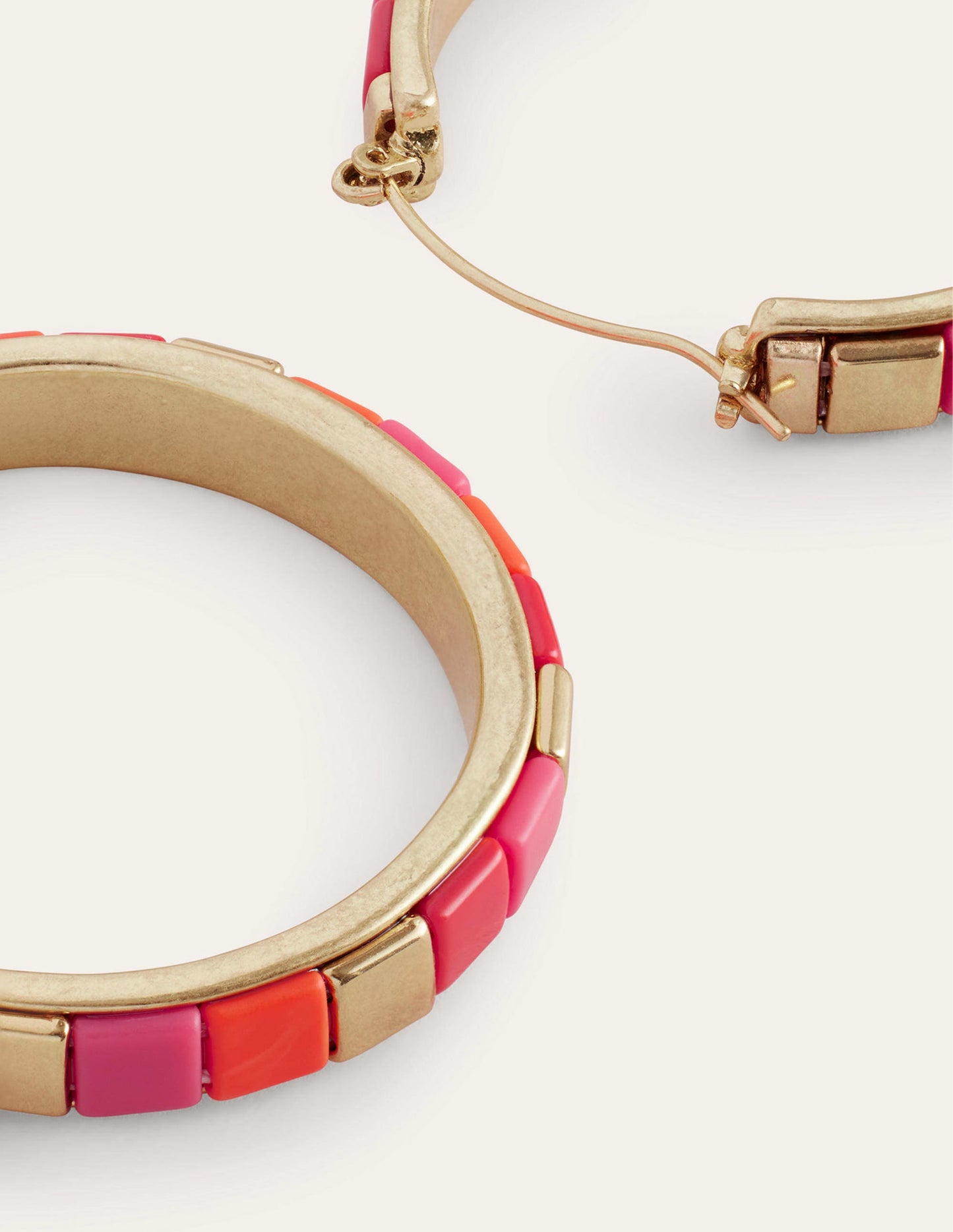 Beaded Hoop Earrings-Pink
