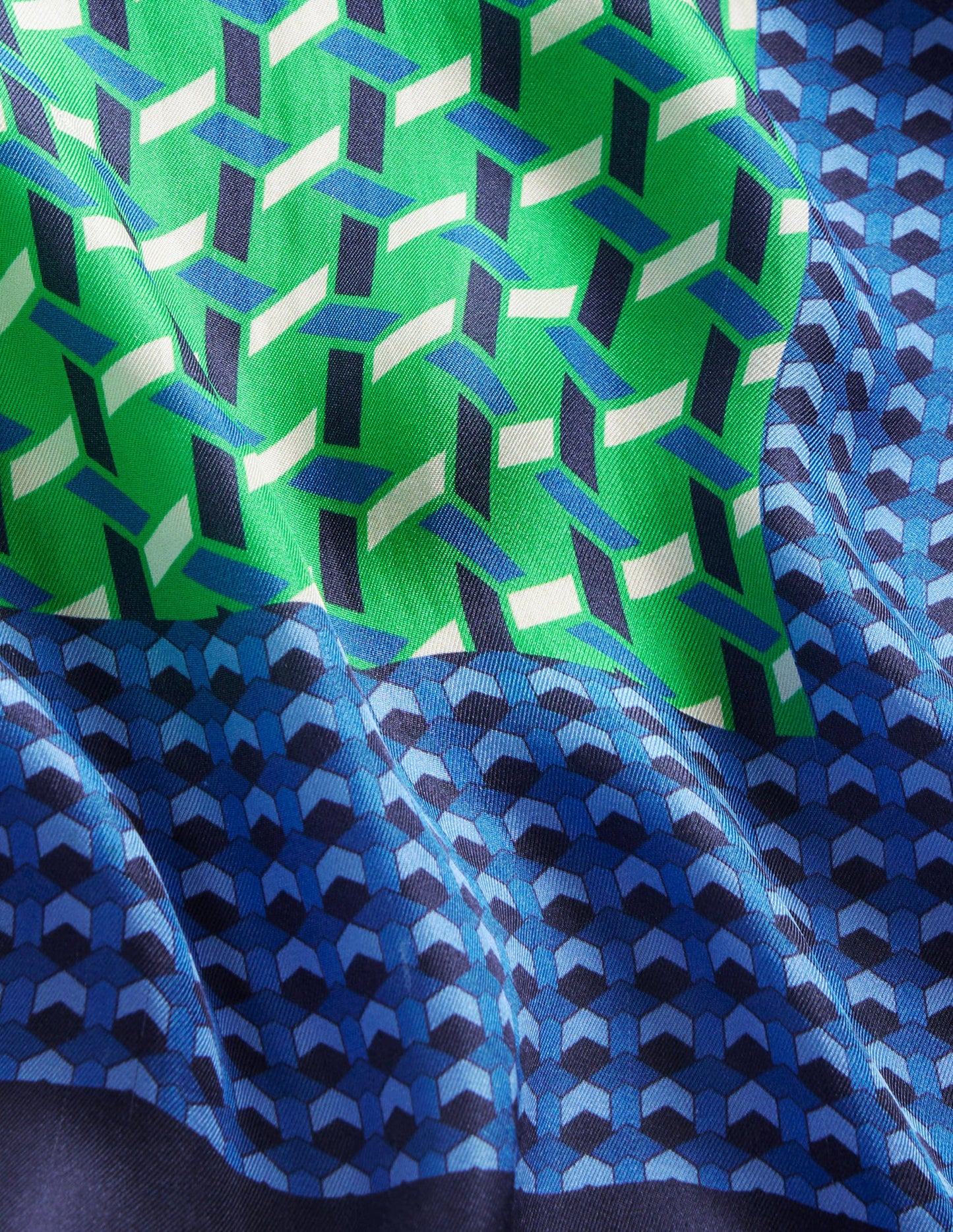 Large Square Silk Scarf-Bright Green, Geo Daze