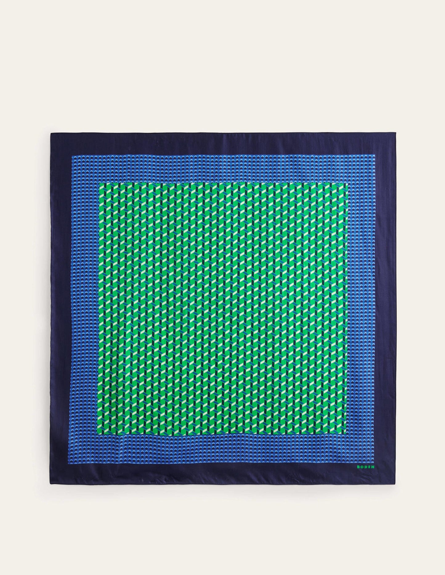 Large Square Silk Scarf-Bright Green, Geo Daze