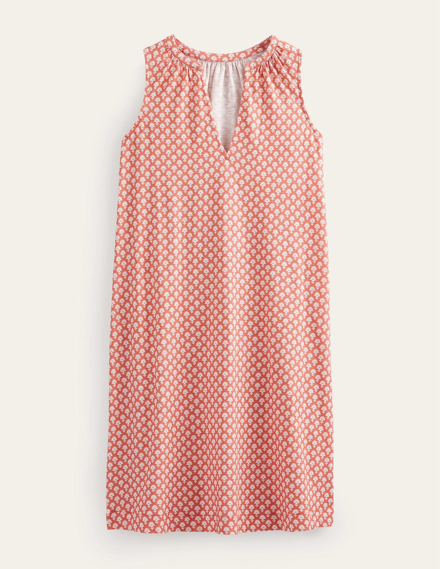Notch-Neck Jersey Dress-Persimmon, Daisy Pome