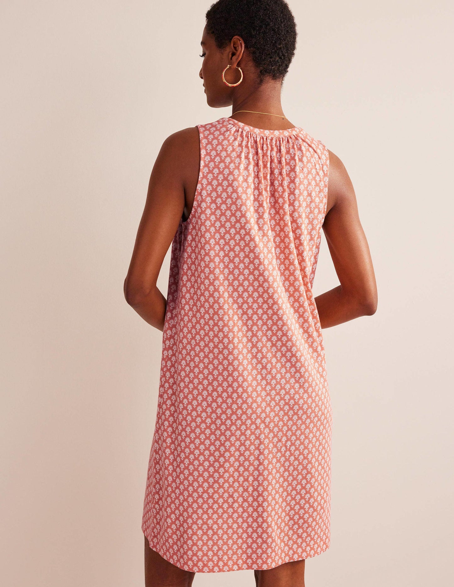 Notch-Neck Jersey Dress-Persimmon, Daisy Pome