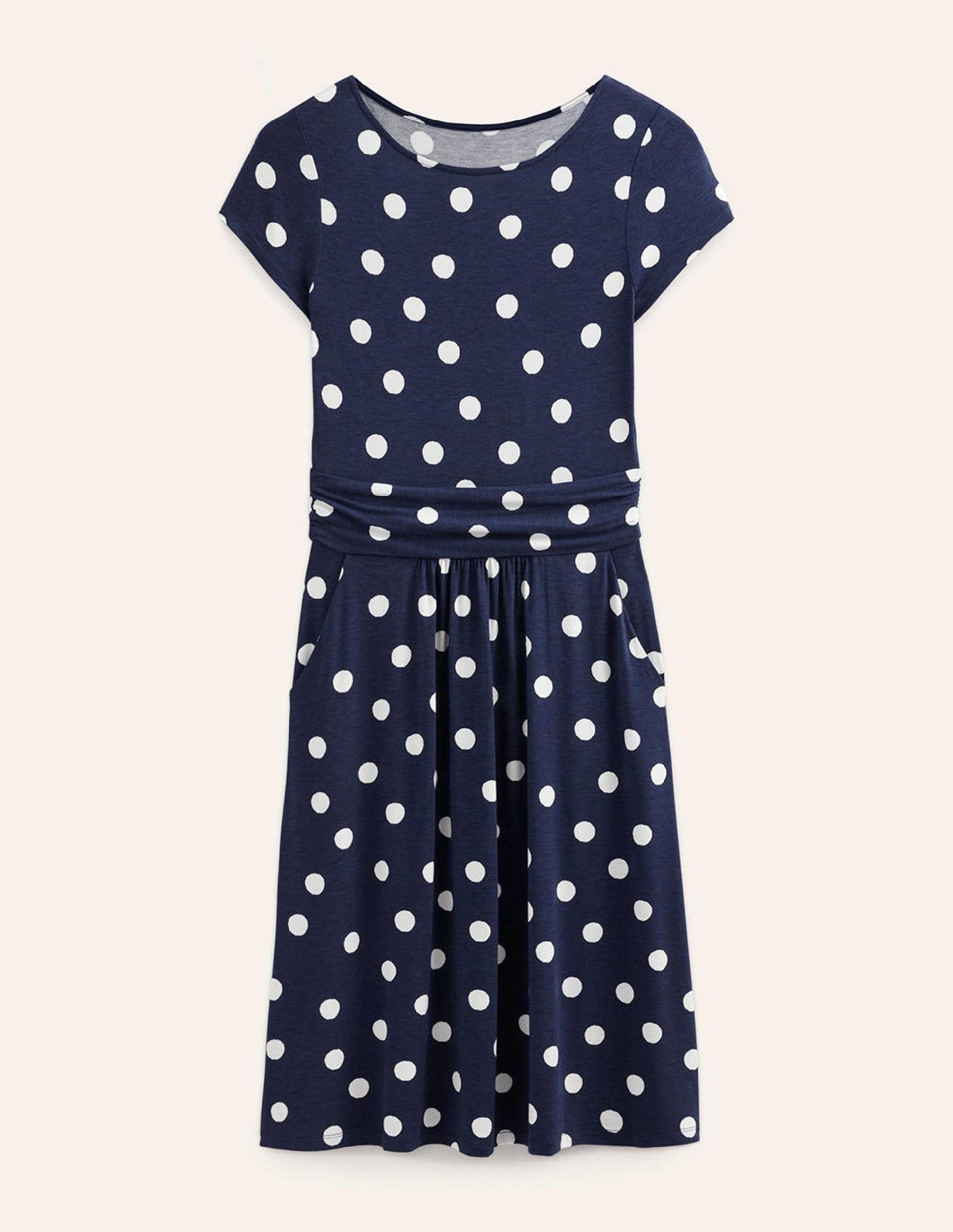 Amelie Jersey Dress-French Navy, Painterly Spot