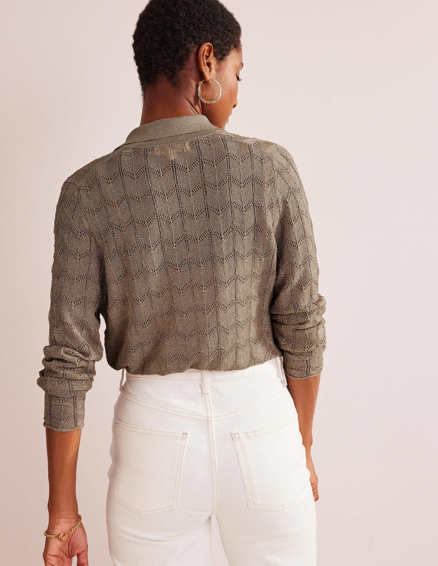 Knitted Beach Shirt-Metallic Stone