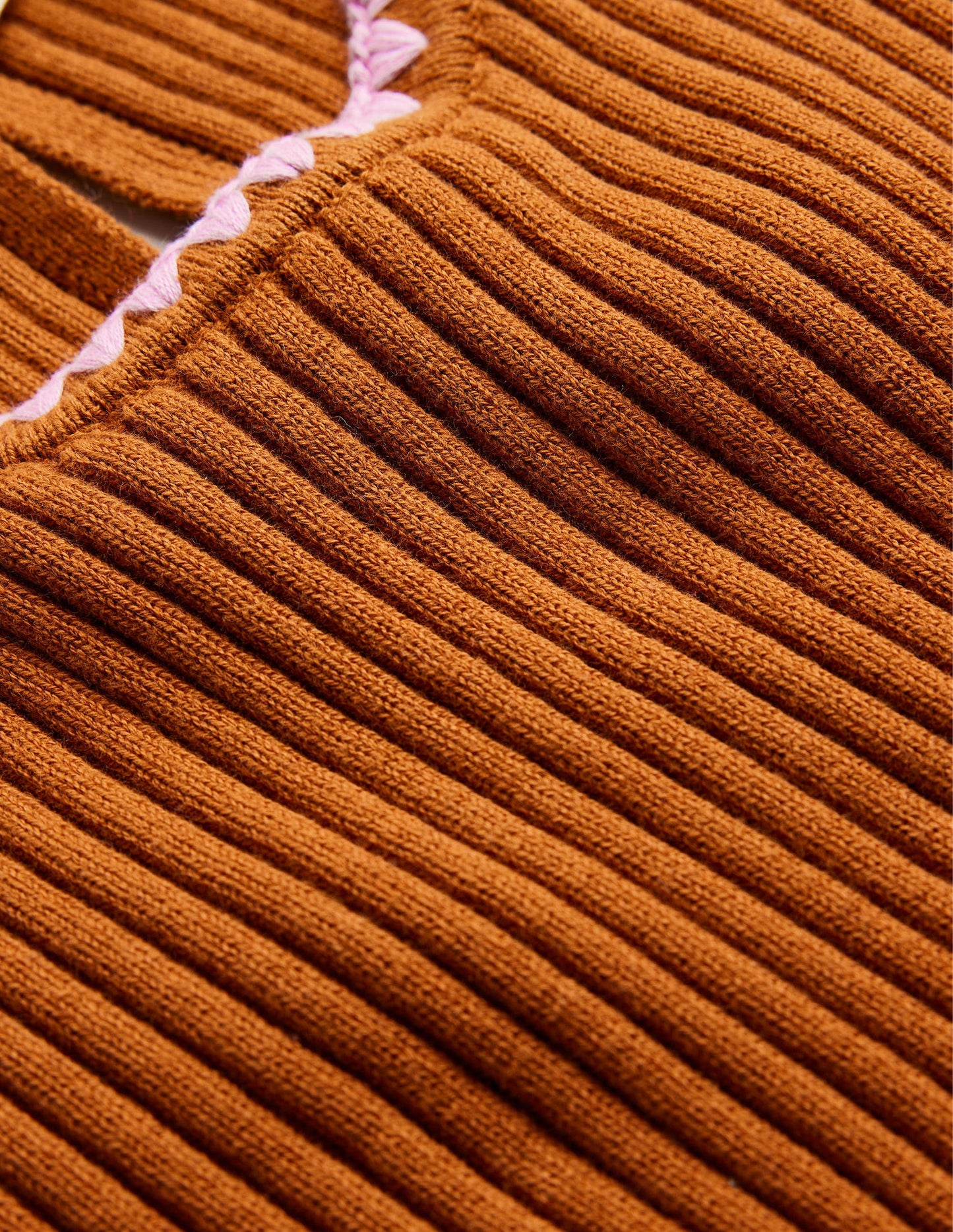 Crochet-Trim Knitted T-Shirt-Pumpkin