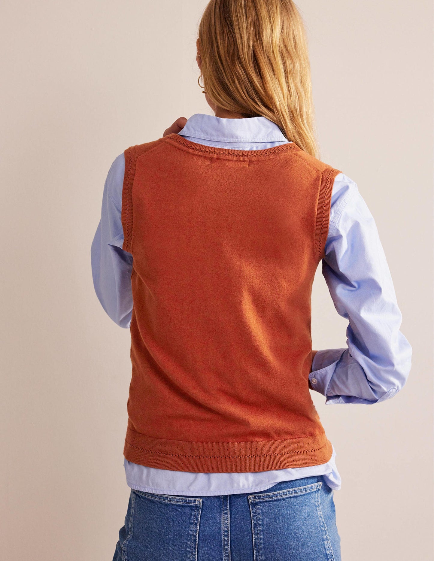 Catriona Cotton V-Neck Tank-Chestnut Brown